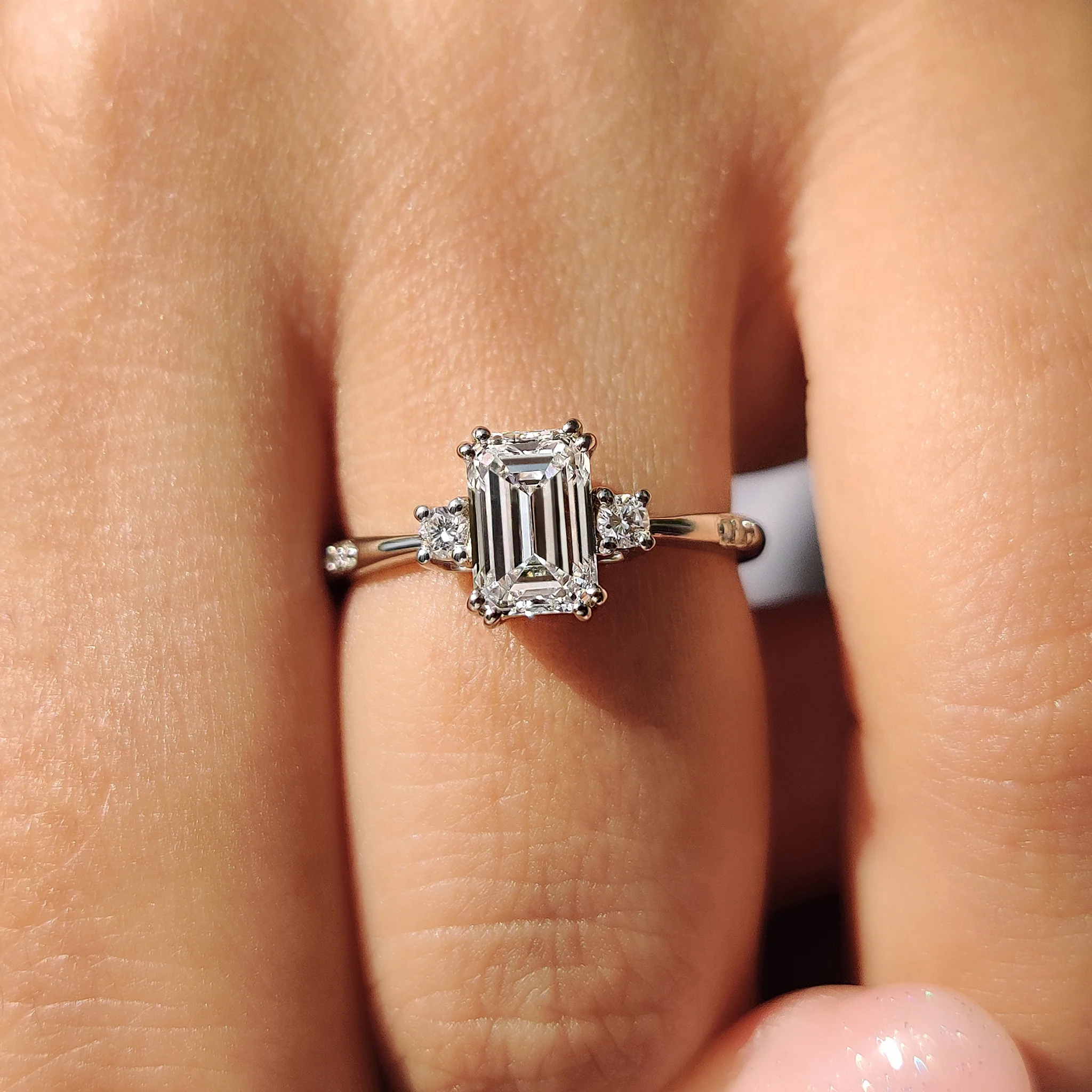 Emerald Cut Double Prong Engagement Ring - Image 8