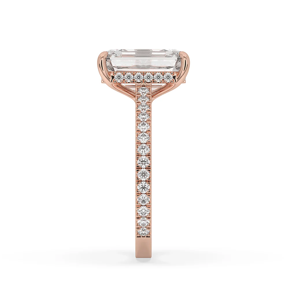 Emerald Cut Engagement Ring With Hidden Halo - Image 4
