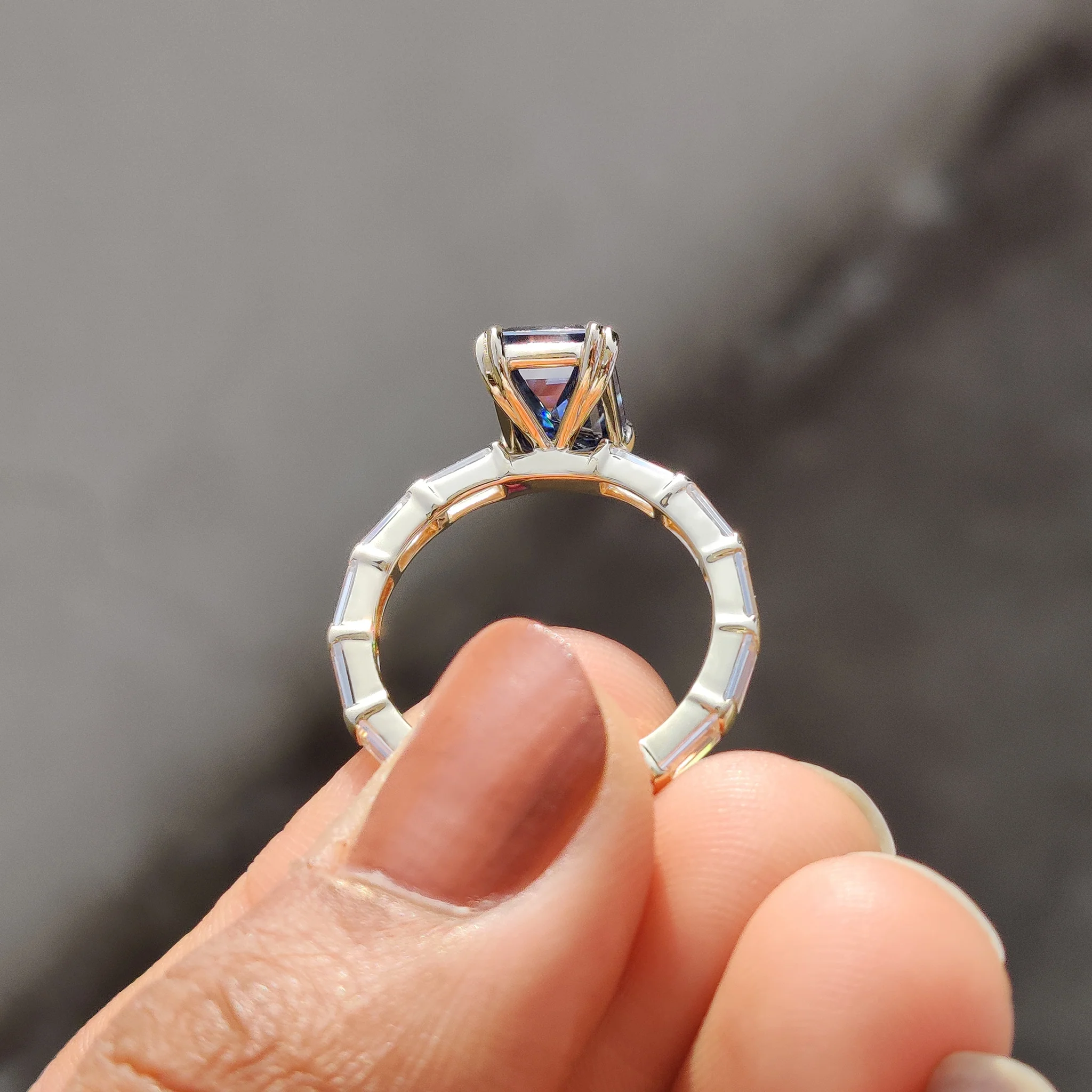 Emerald Cut Engagement Ring With Baguette Side Stones - Image 6
