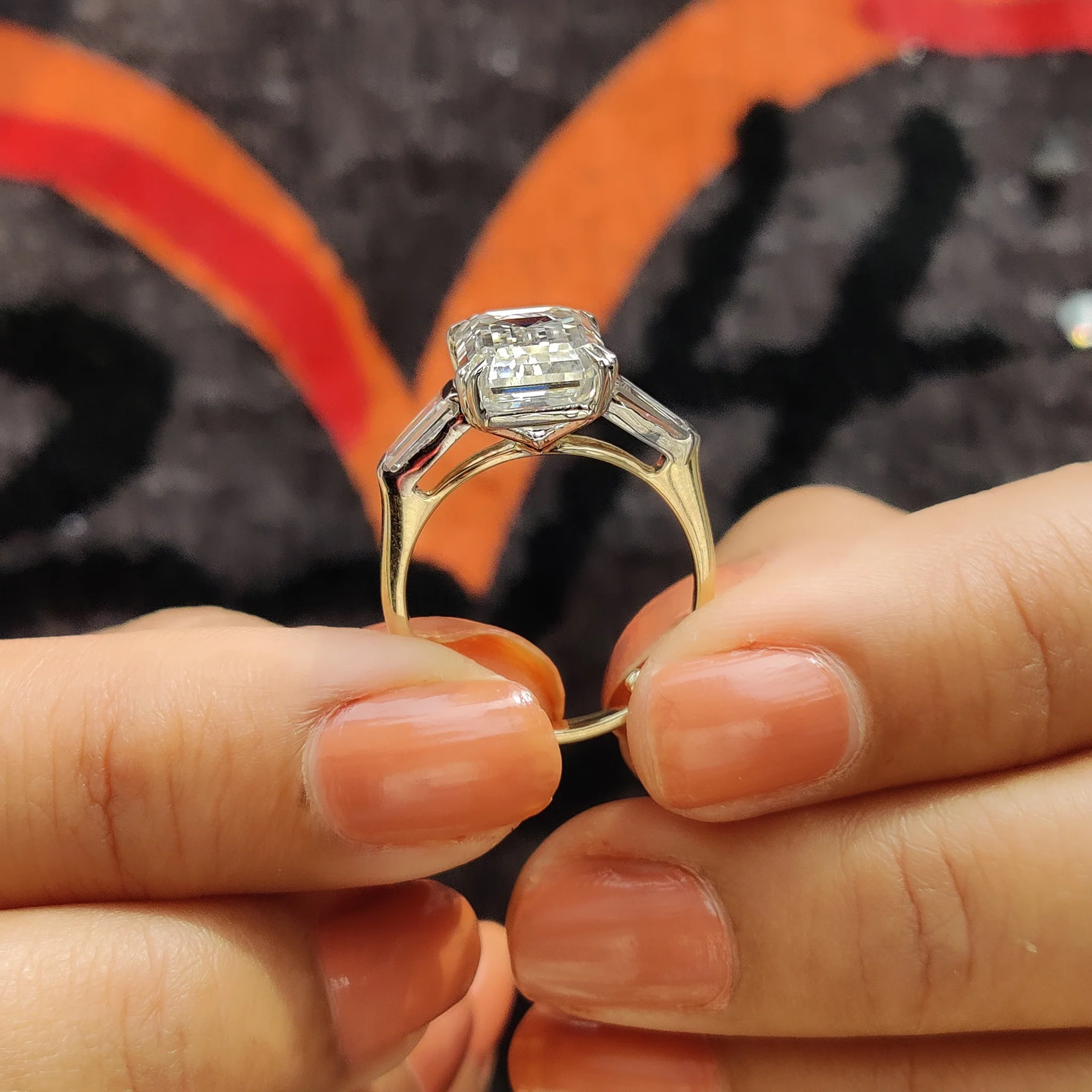 Emerald Cut Engagement Ring With Double Prong - Image 5