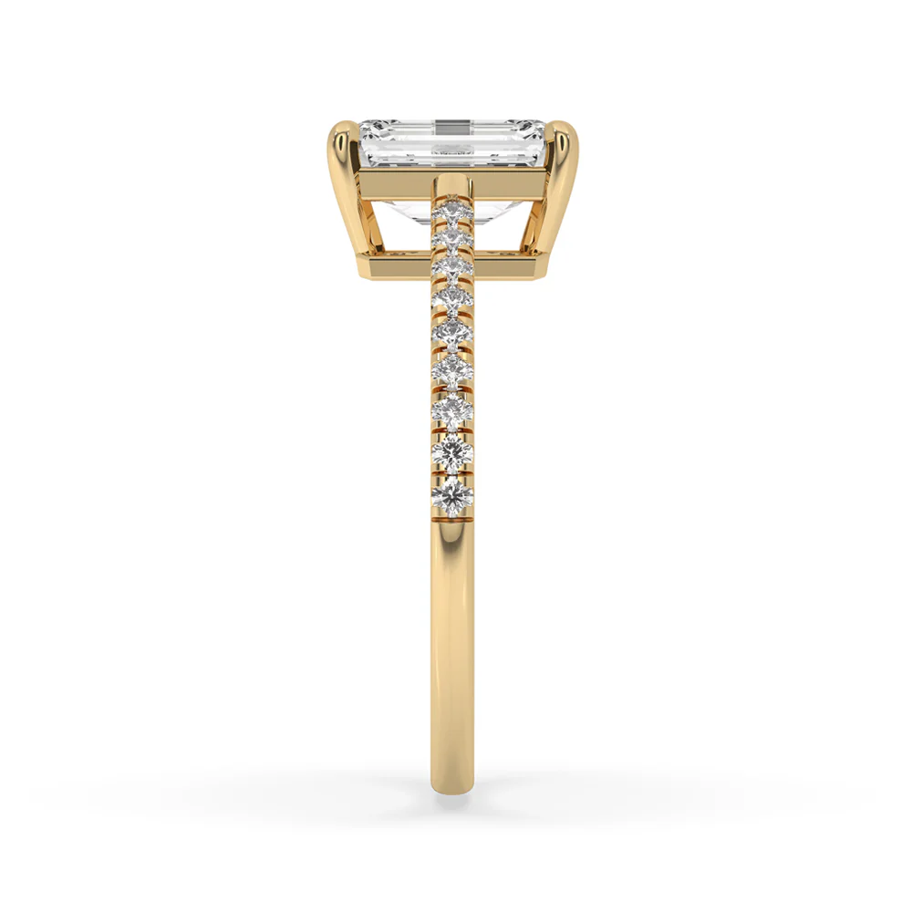 Emerald Cut Ring With Pave Style - Image 3