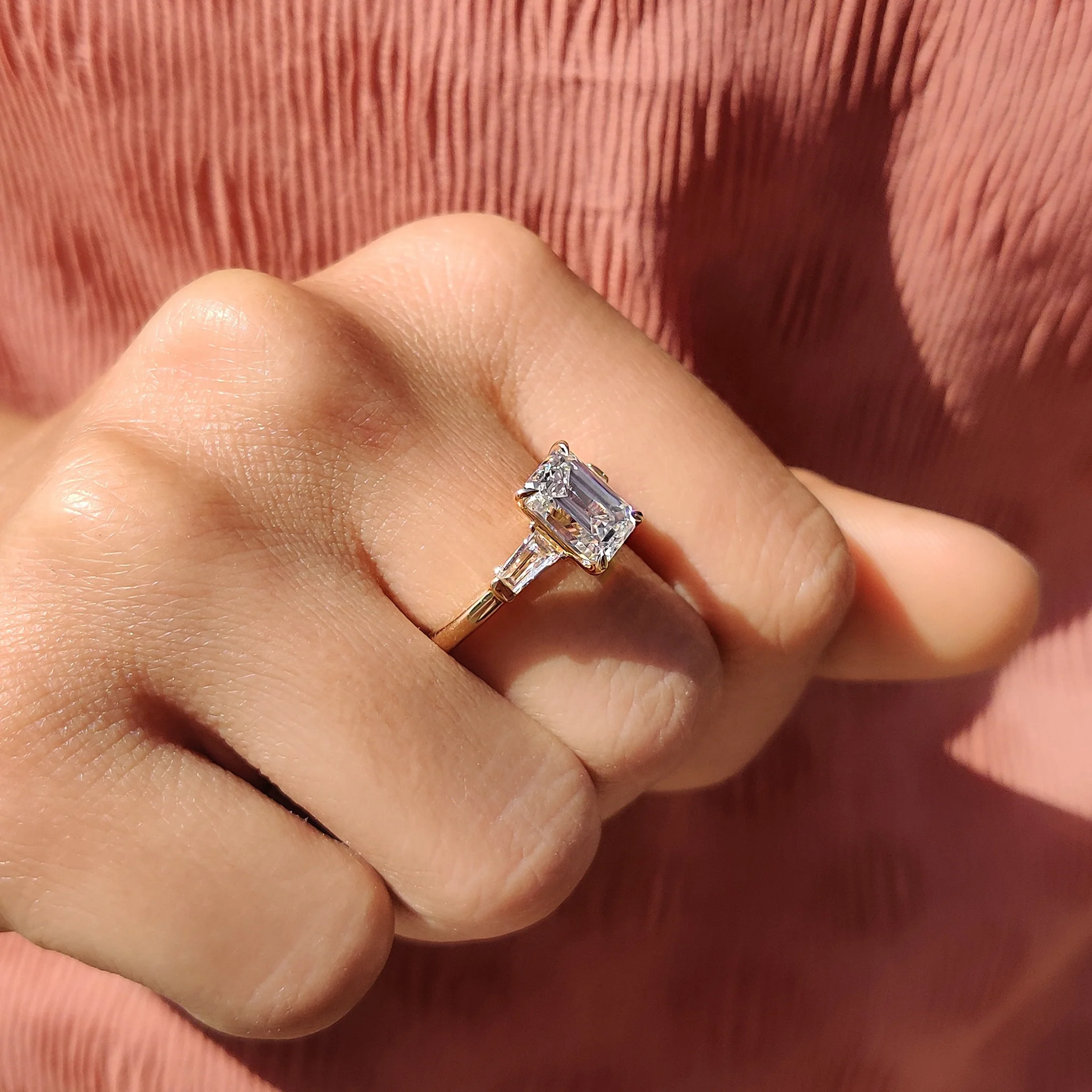 Emerald Cut Ring With Tapered Baguette Side Stone - Image 6