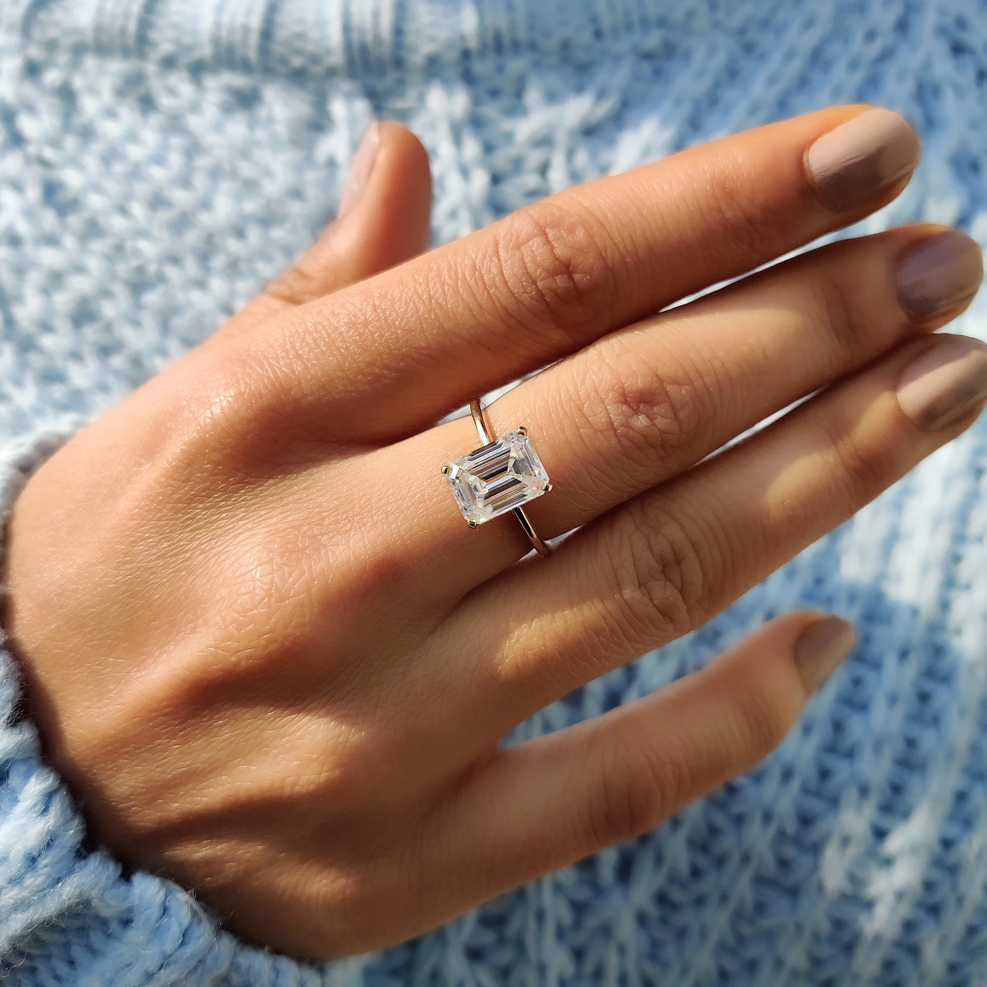 Emerald Cut Solitaire Ring In Yellow Gold - Image 6