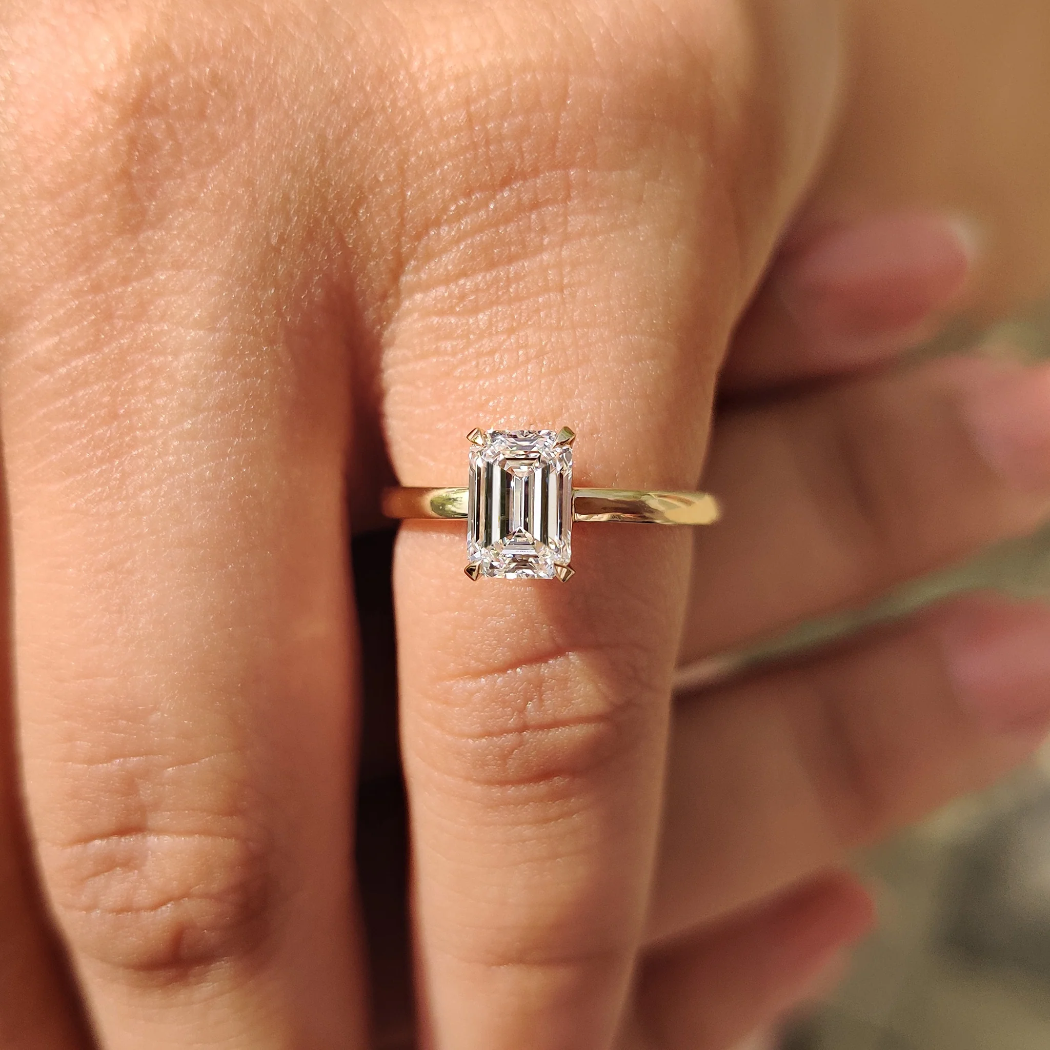 Emerald Cut Solitaire Ring In Basket Design - Image 9