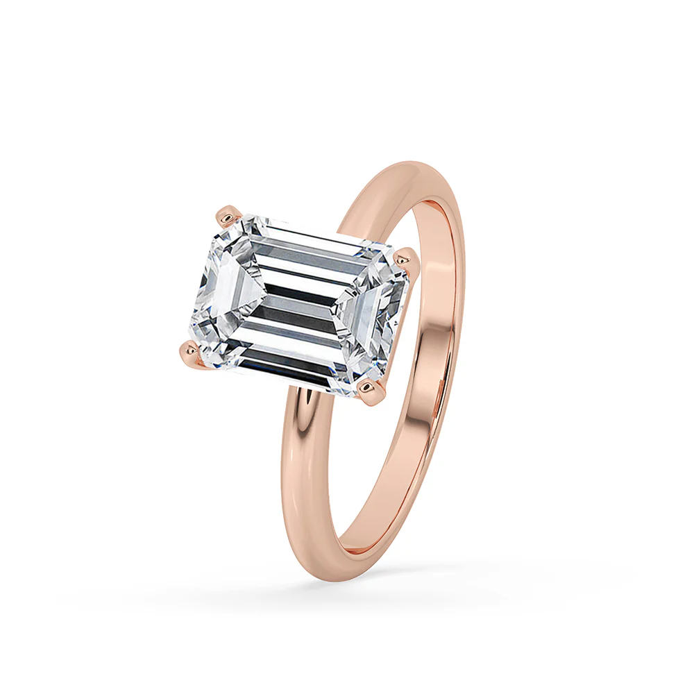 Emerald Cut Solitaire Ring - Rose Gold - Image 3