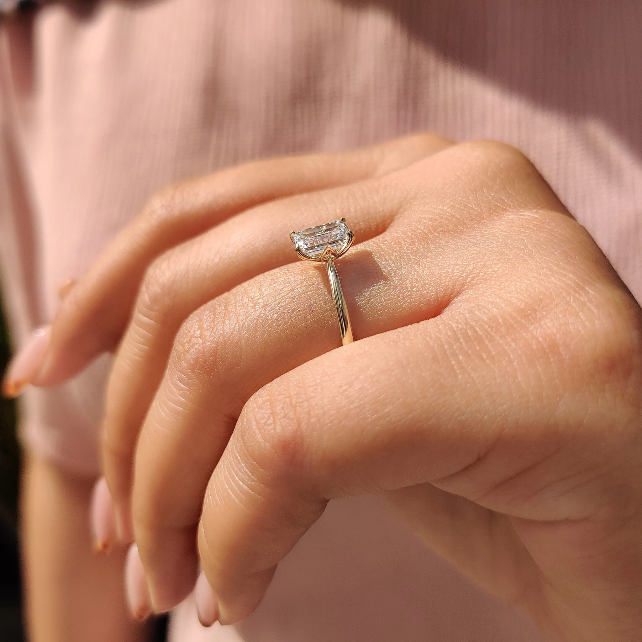 Emerald Diamond Ring In Solitaire Style - Image 2