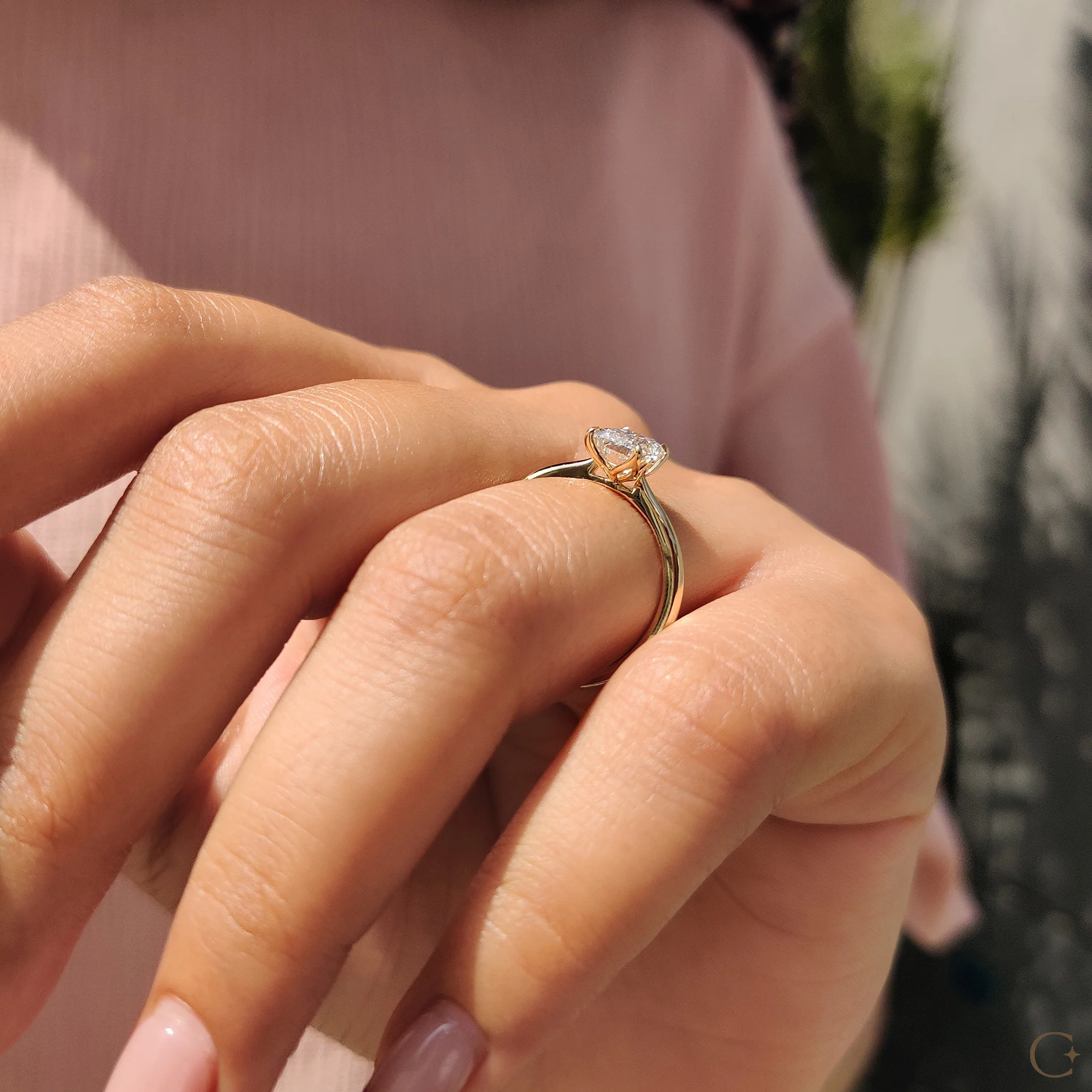 Emerald Diamond Ring In Solitaire Style - Image 3