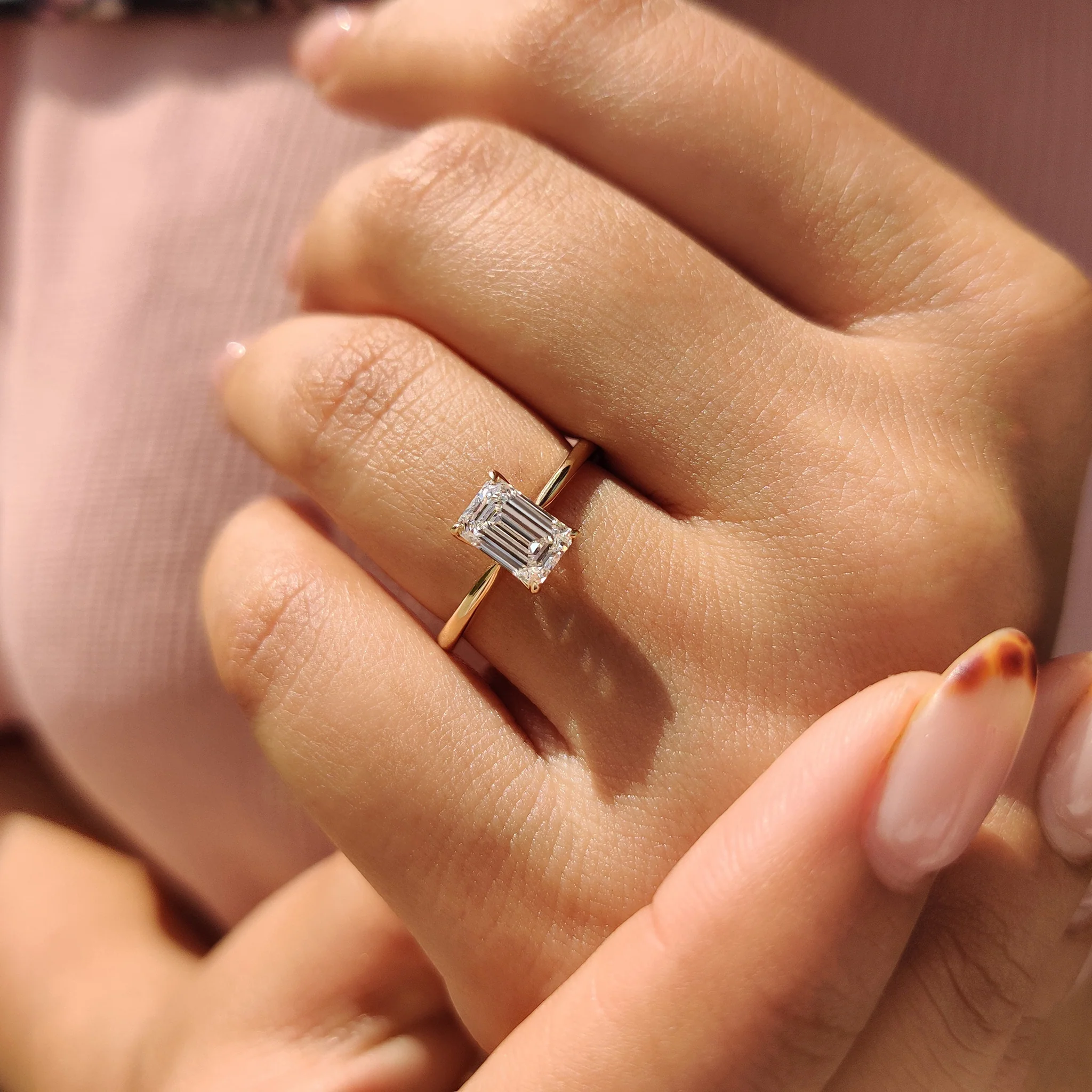 Emerald Diamond Ring In Solitaire Style - Image 8