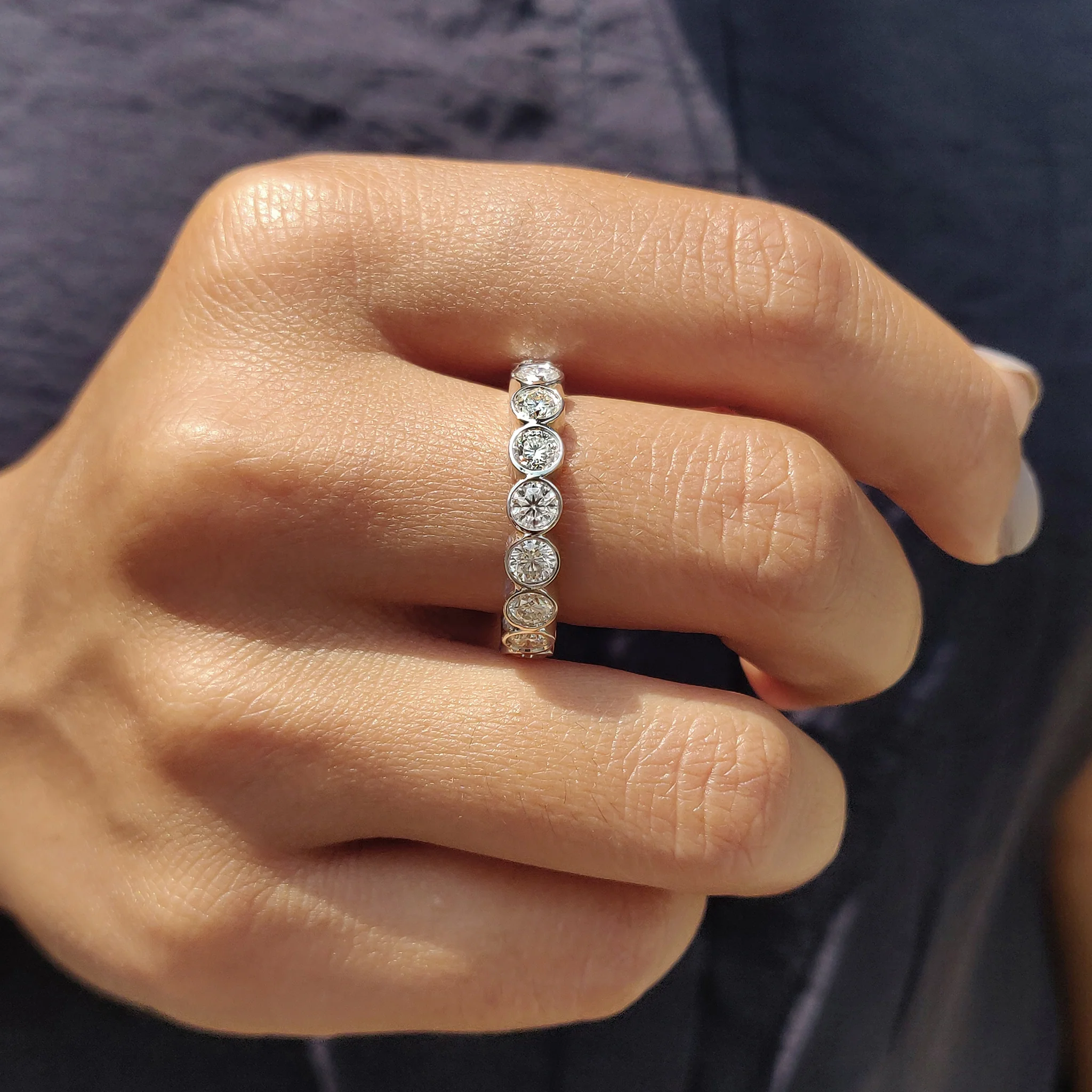 Eternity Wedding Band With Bezel Setting - Image 3