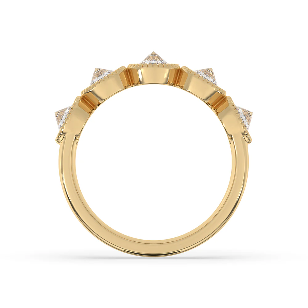 Five Stone Wedding Band With Bezel Milgrain Setting - Image 3