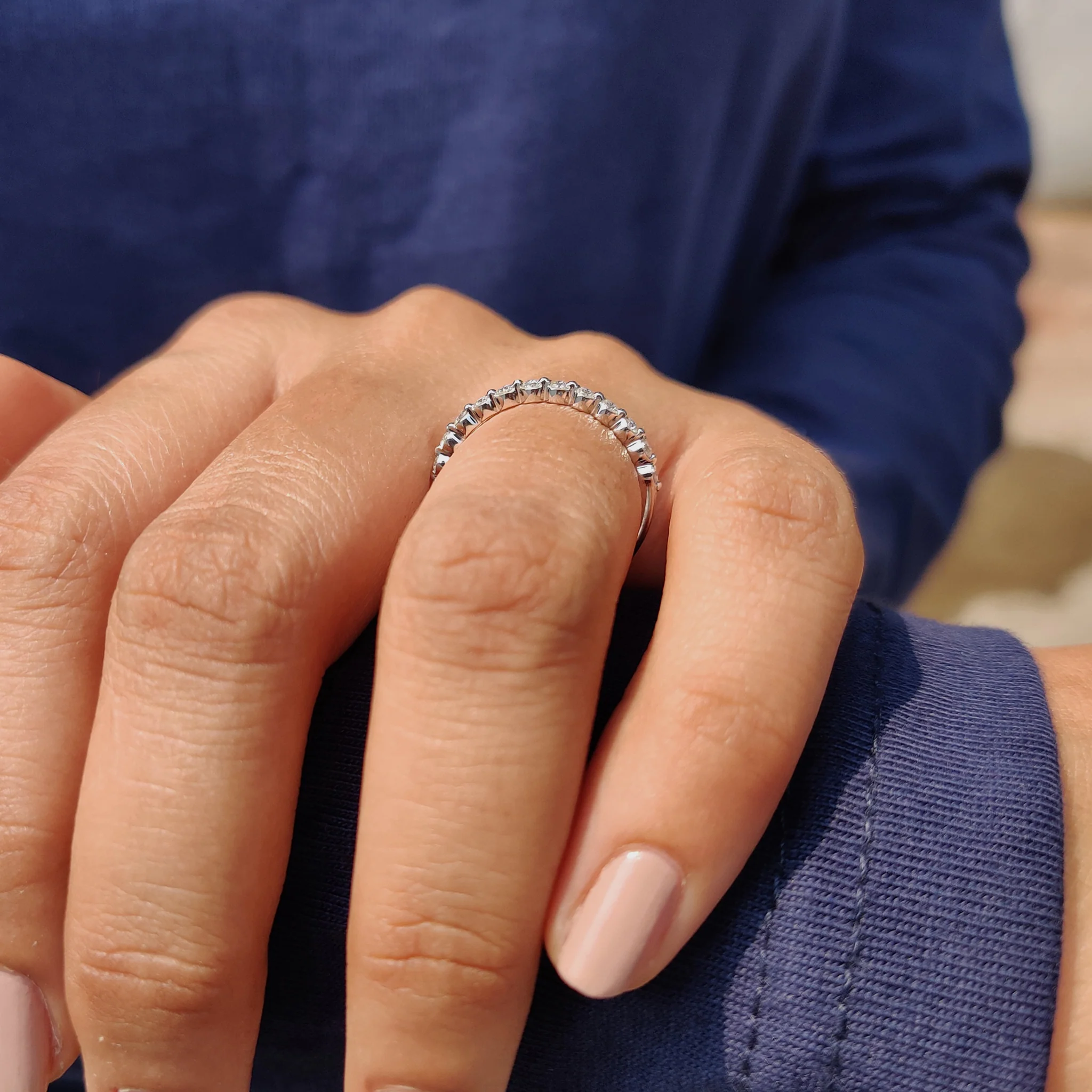 Round Cut Floating Bubble Wedding Band In Half Eternity Style - Image 6