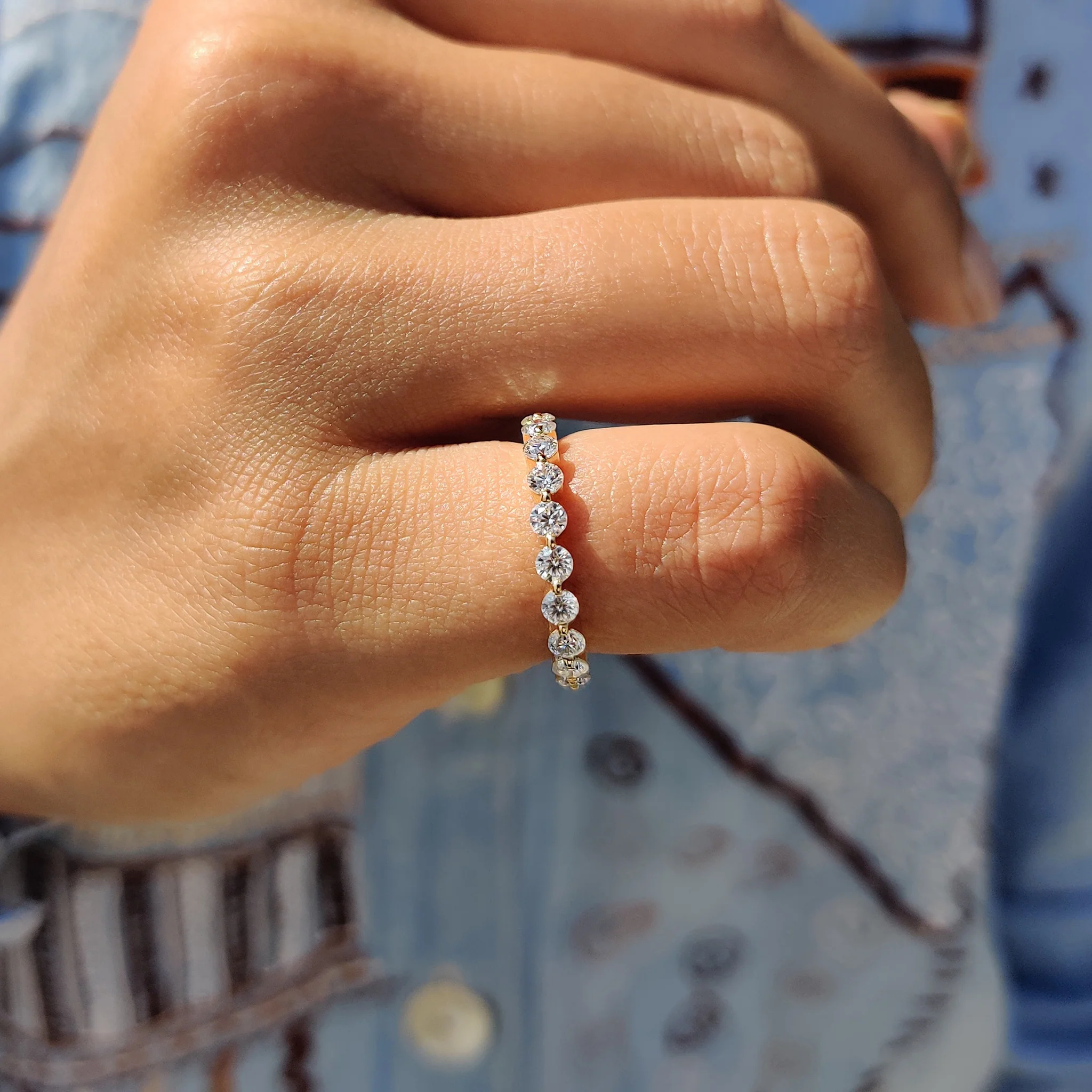 Floating Wedding Band with Round Cut Stones - Image 4