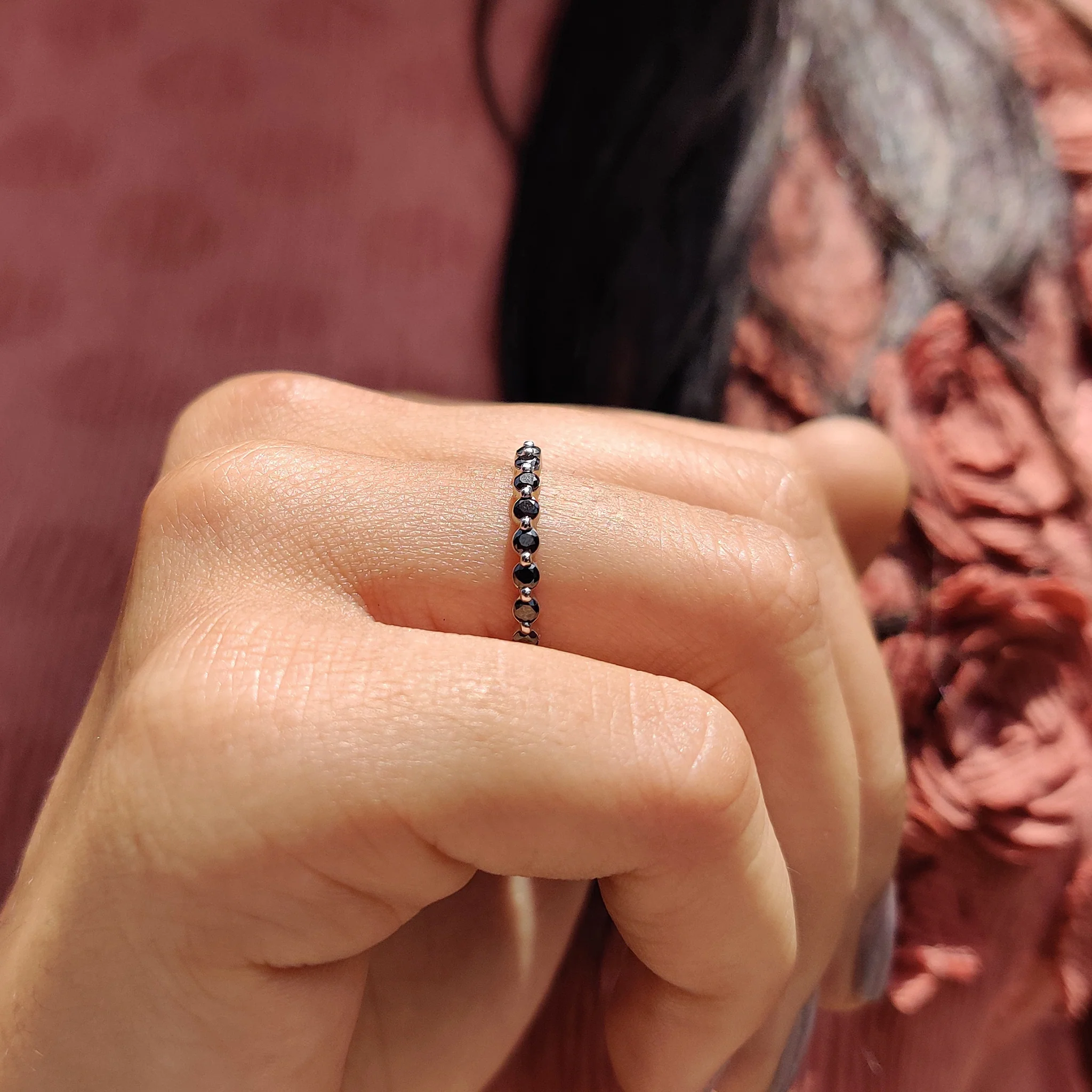 Full Eternity Black Stone Wedding Band - Image 6