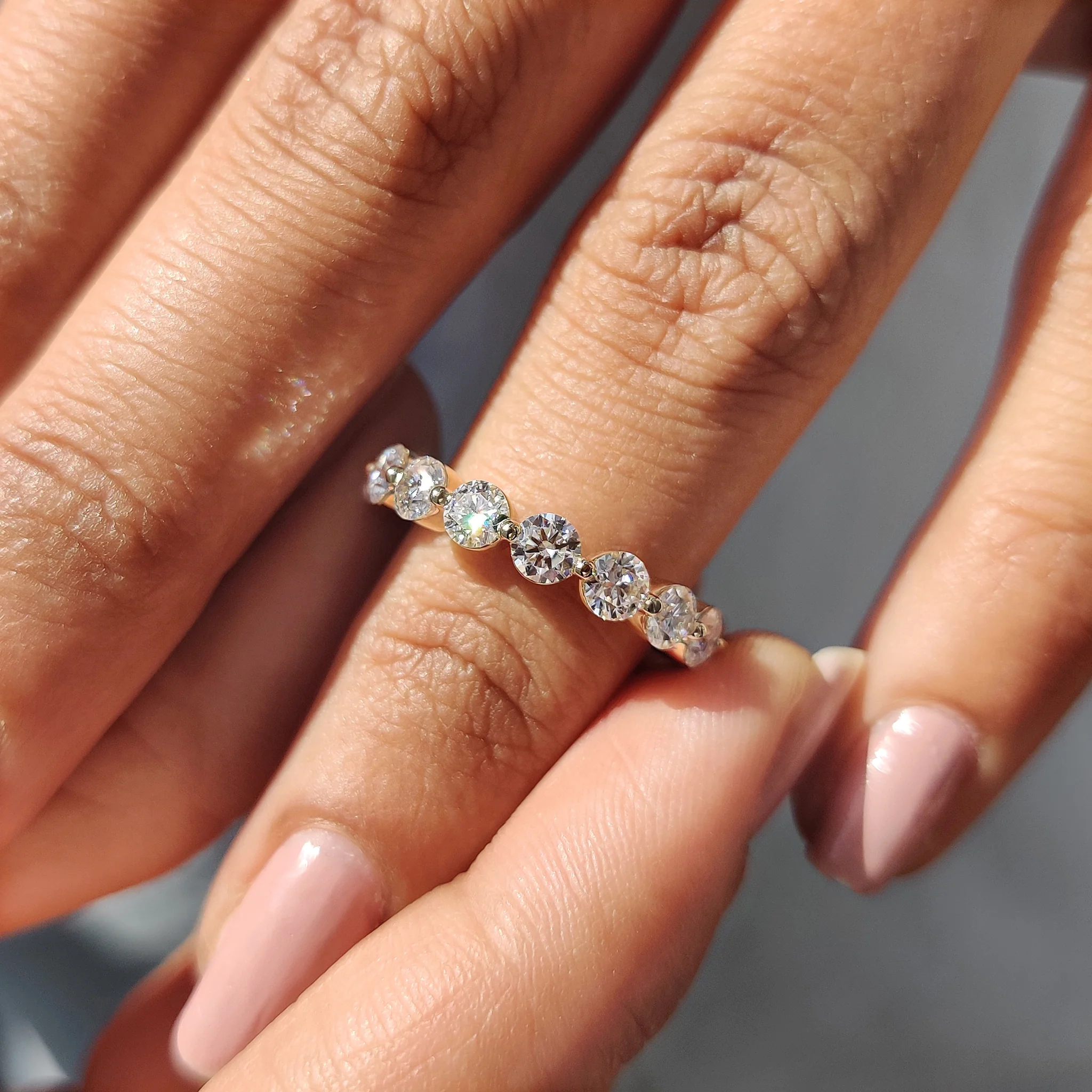 Full Eternity Round Cut Shared Prong Wedding Band - Image 9