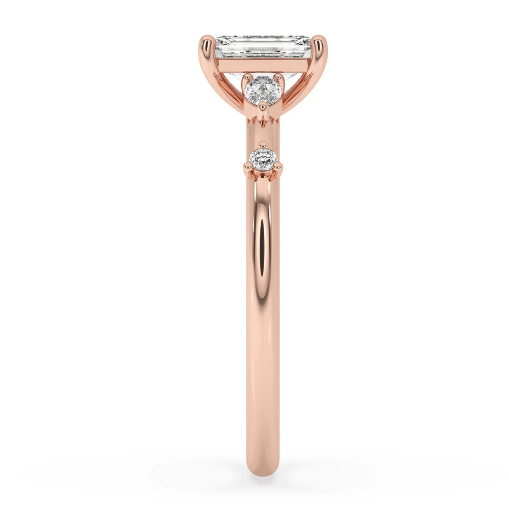 Gold Emerald Cut Engagement Ring with Classic Style - Image 4
