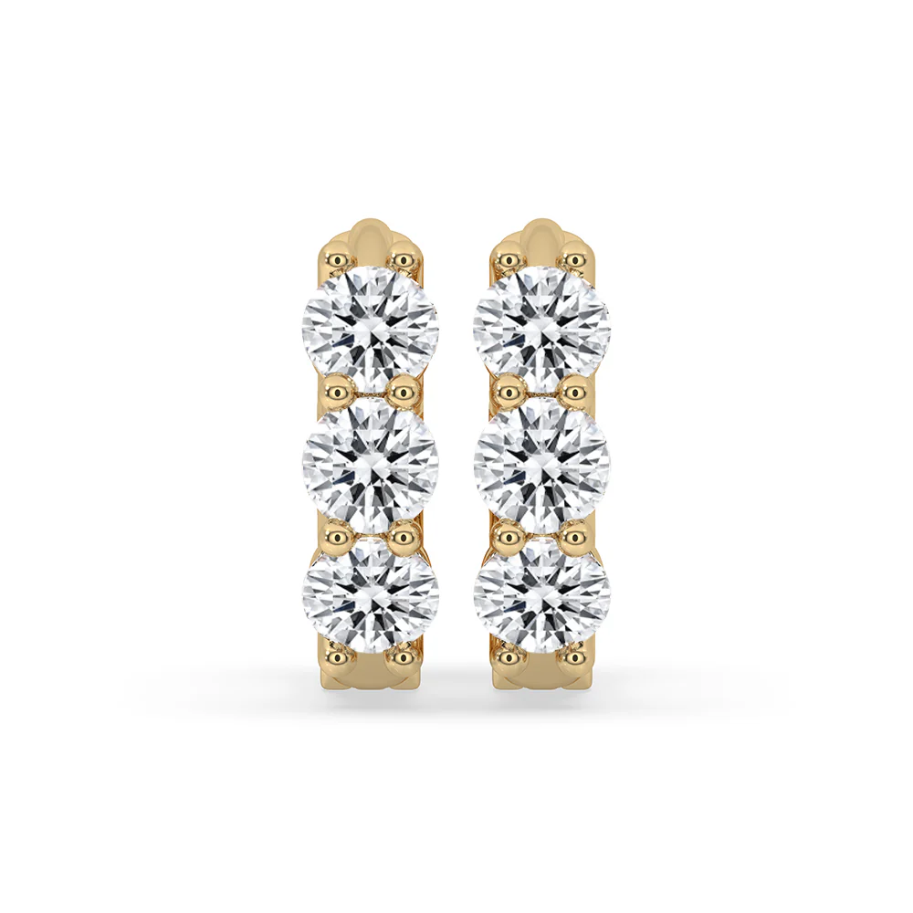 Round Diamond Gold Hoop Earrings For Women