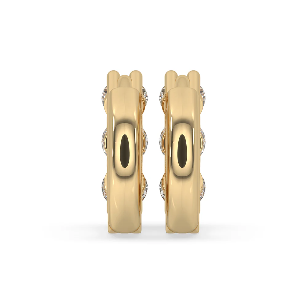 Round Diamond Gold Hoop Earrings For Women - Image 4