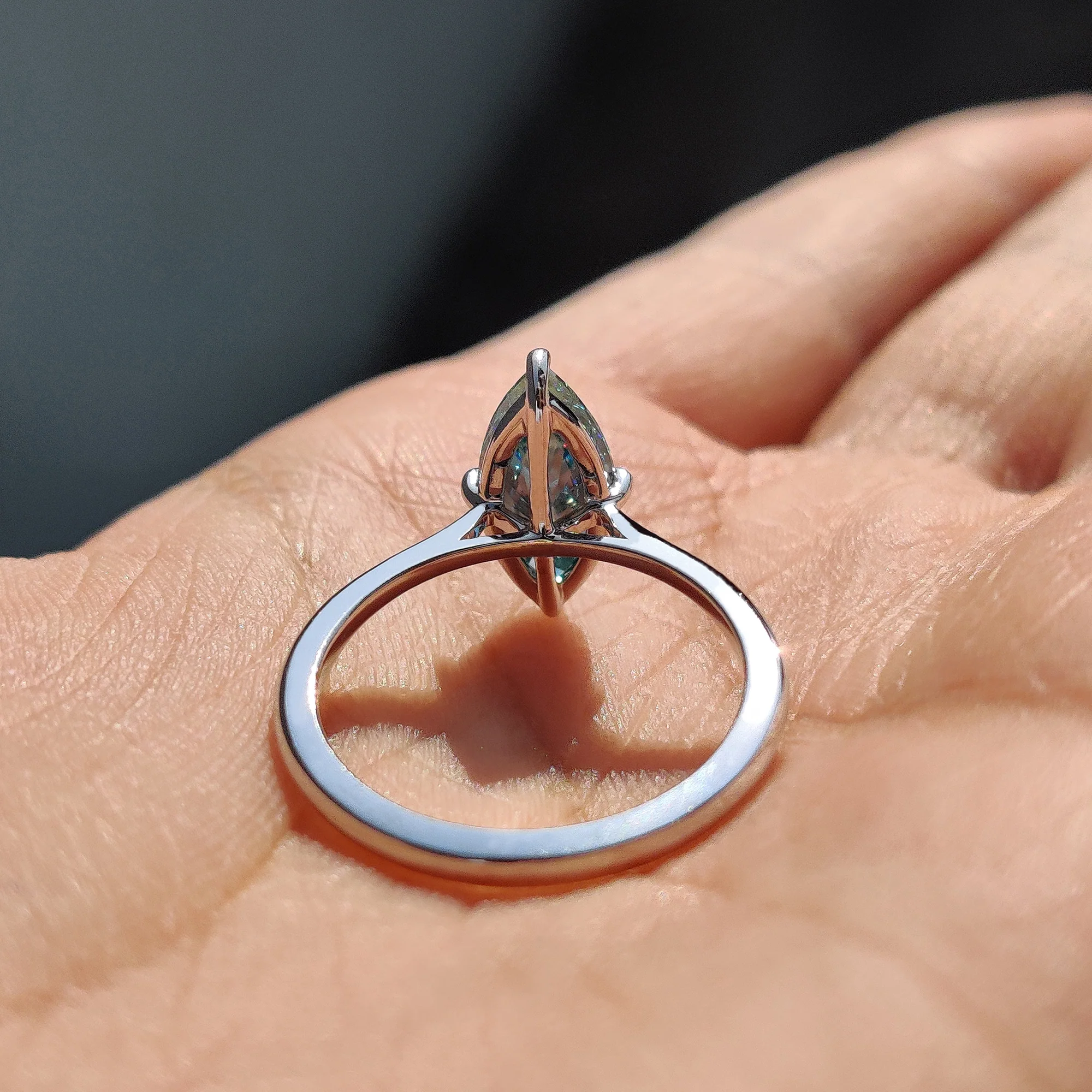 Cyan Blue Marquise Cut Engagement Ring - Image 8
