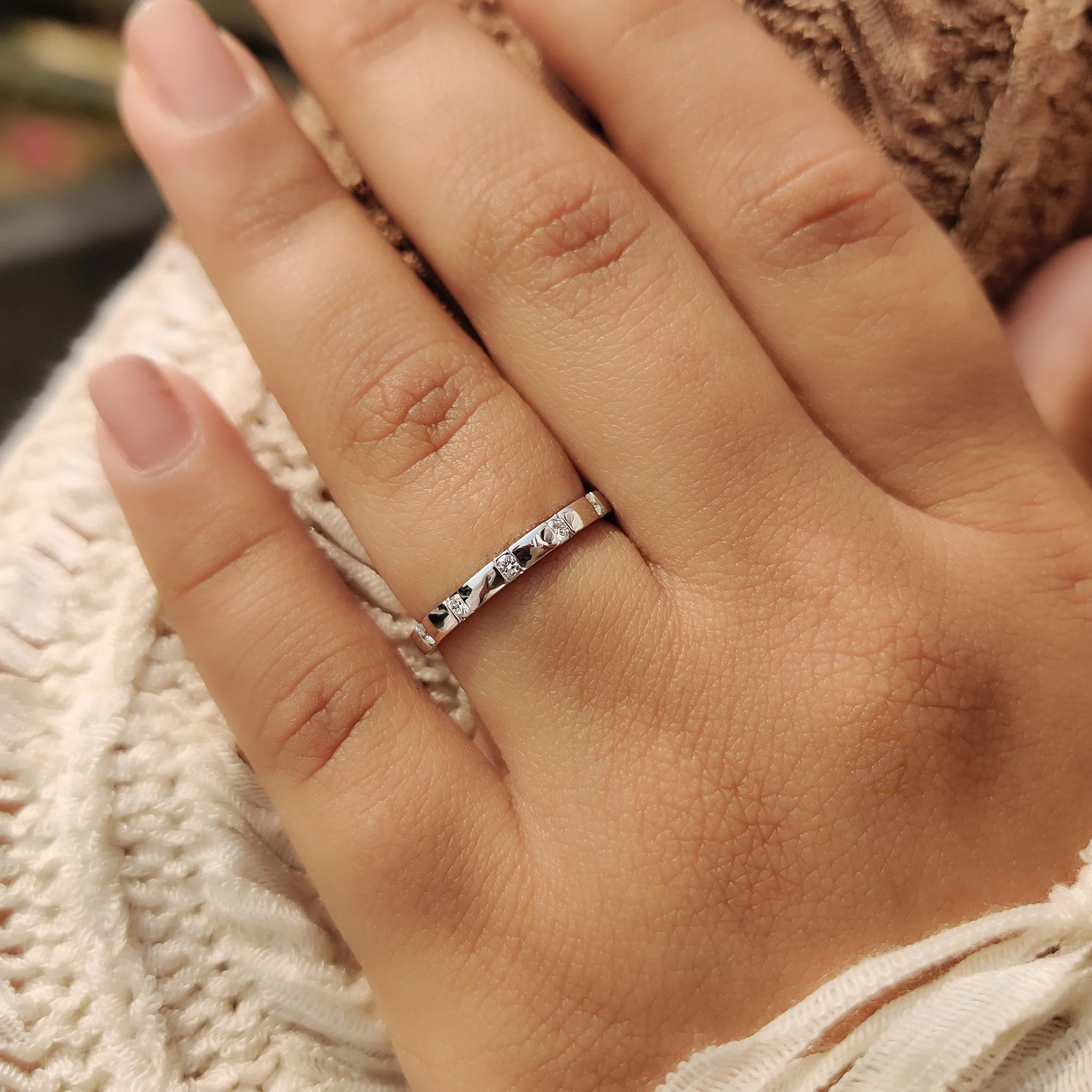Round Cut Diamond Gypsy Wedding Band - Image 6