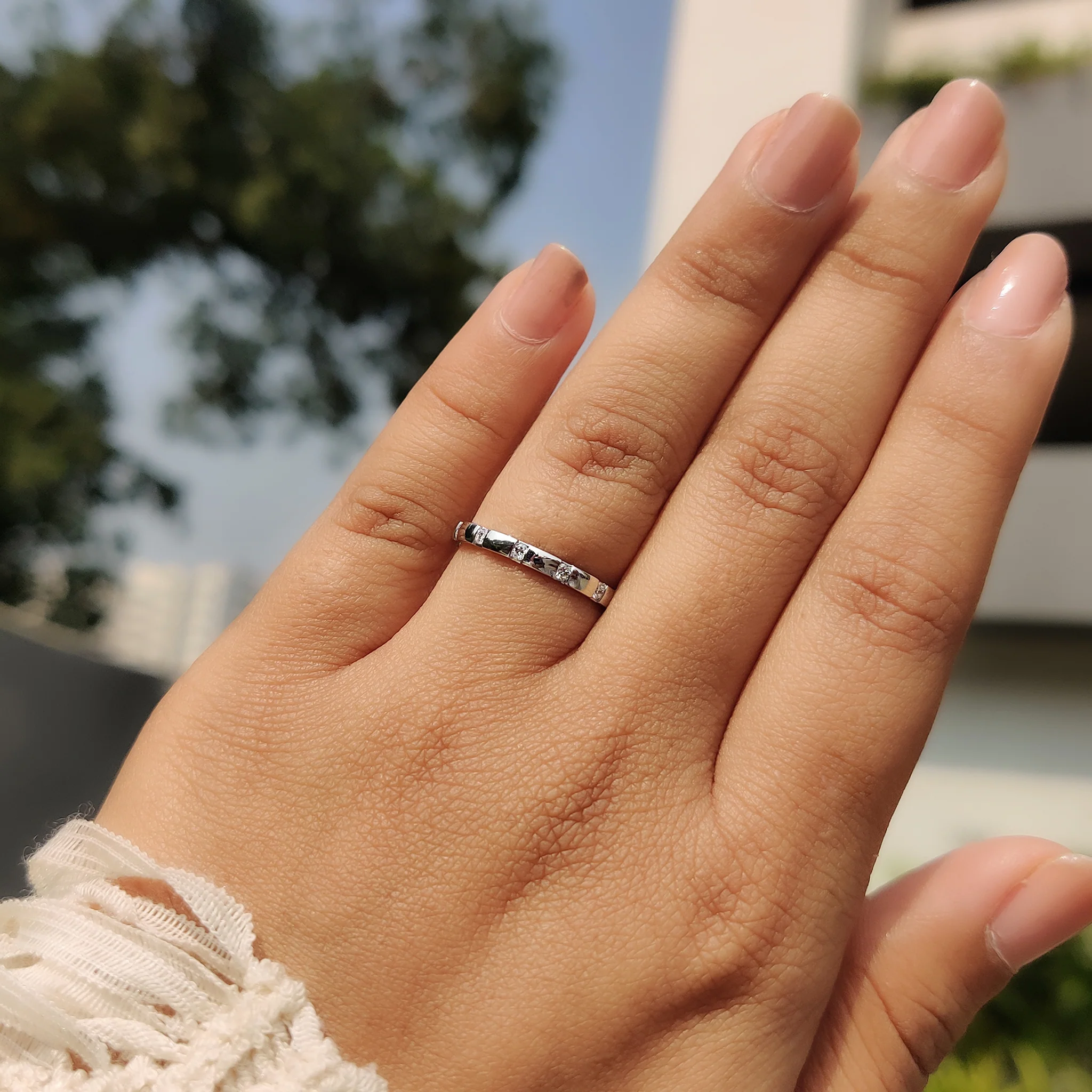 Round Cut Diamond Gypsy Wedding Band - Image 8