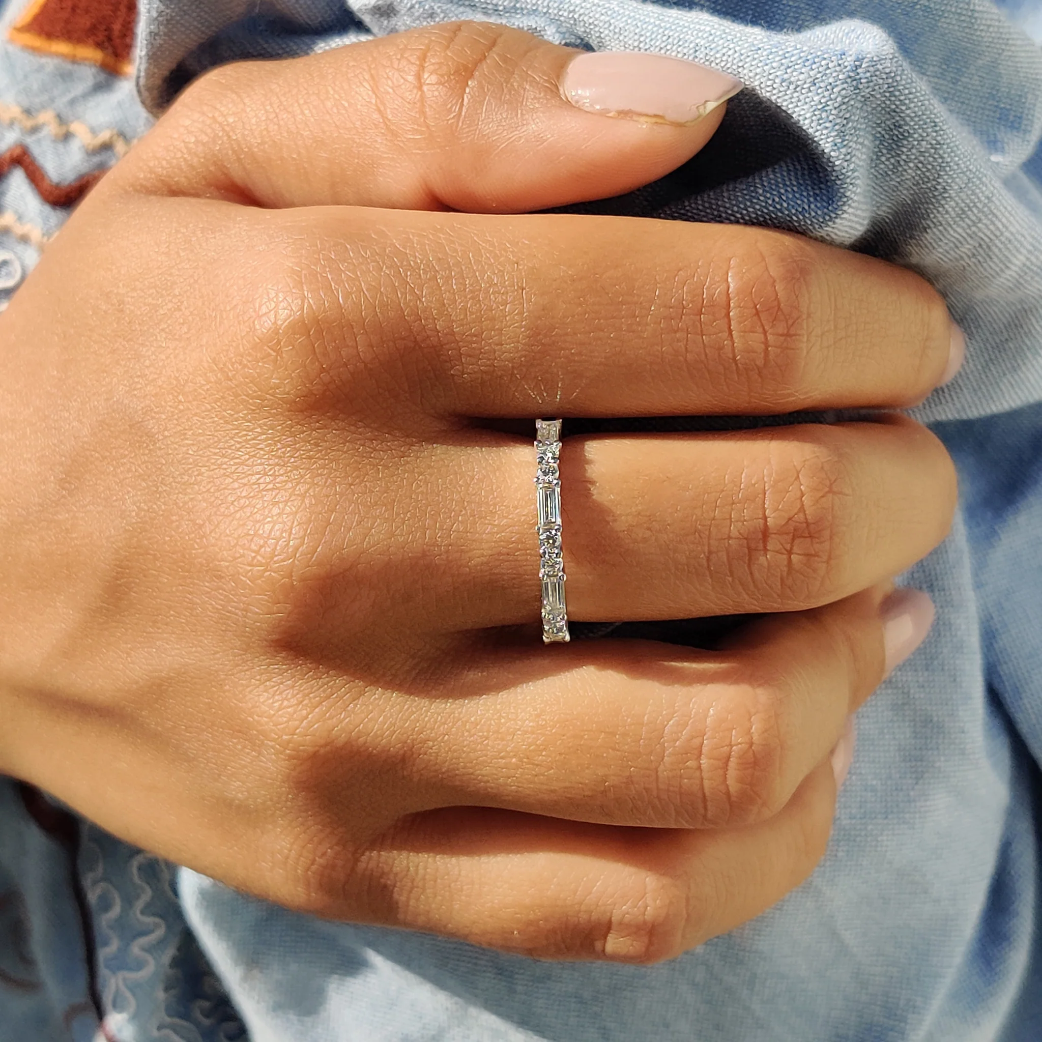 Half Eternity Baguette Wedding Band - Image 7