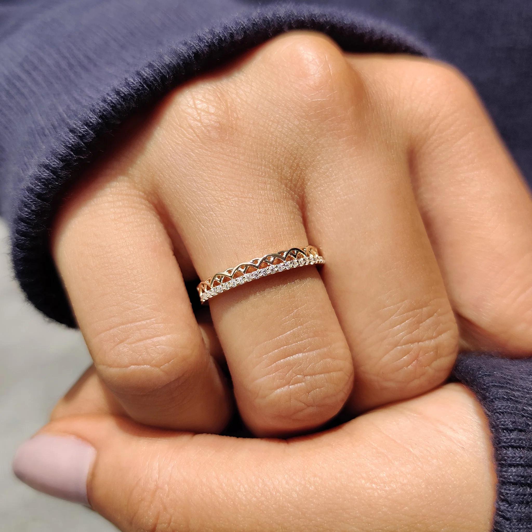 Round Cut Half Eternity Celtic Knot Band - Image 7