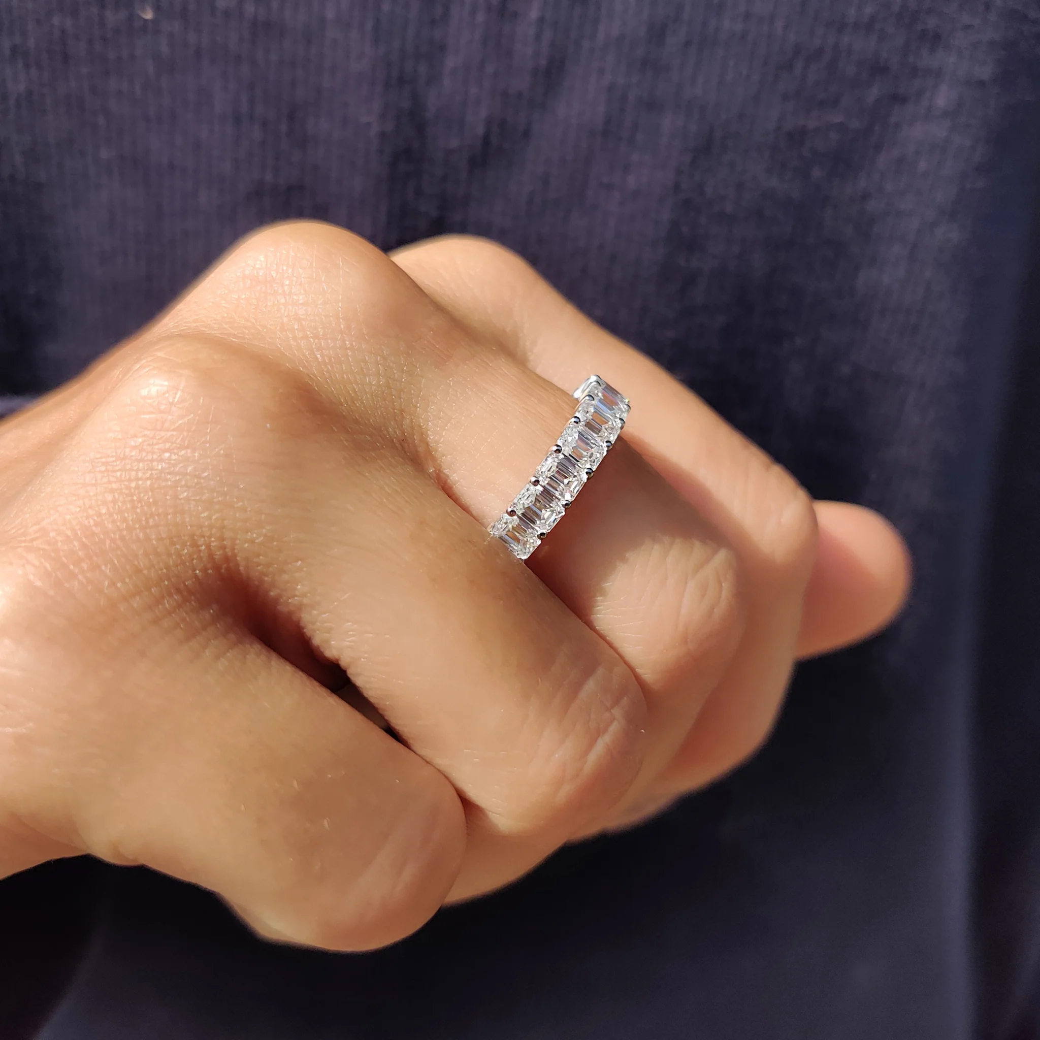 Half Eternity Emerald Cut Wedding Band - Image 3