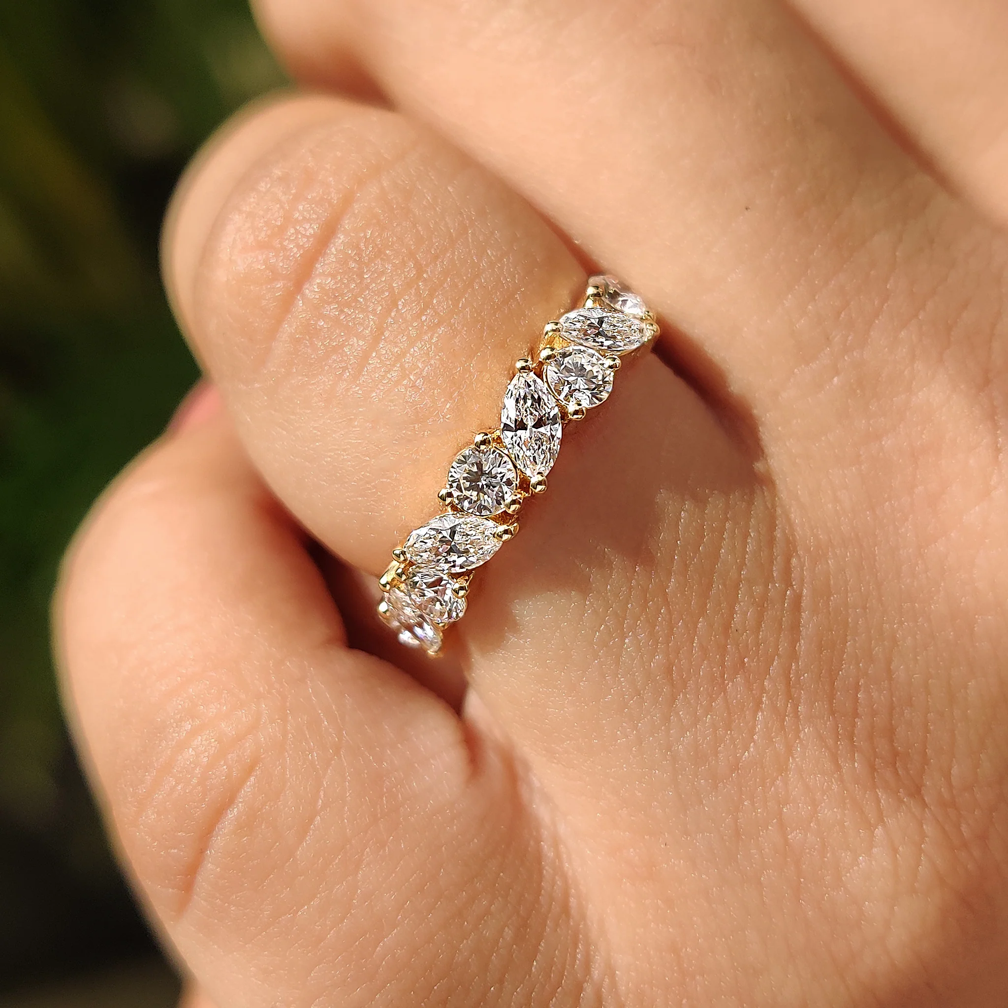 Half Eternity Marquise And Round Wedding Band - Image 7