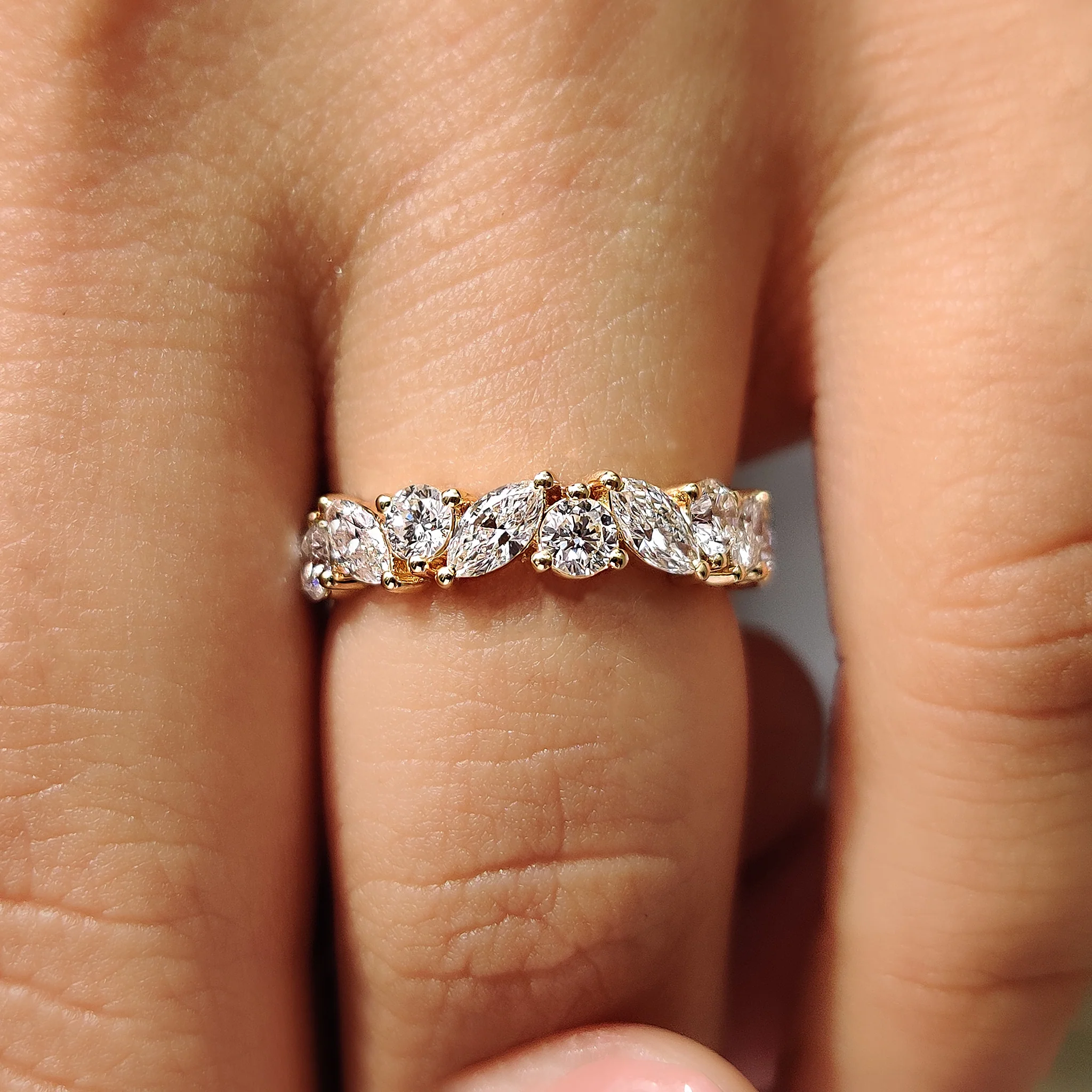 Half Eternity Marquise And Round Wedding Band - Image 9