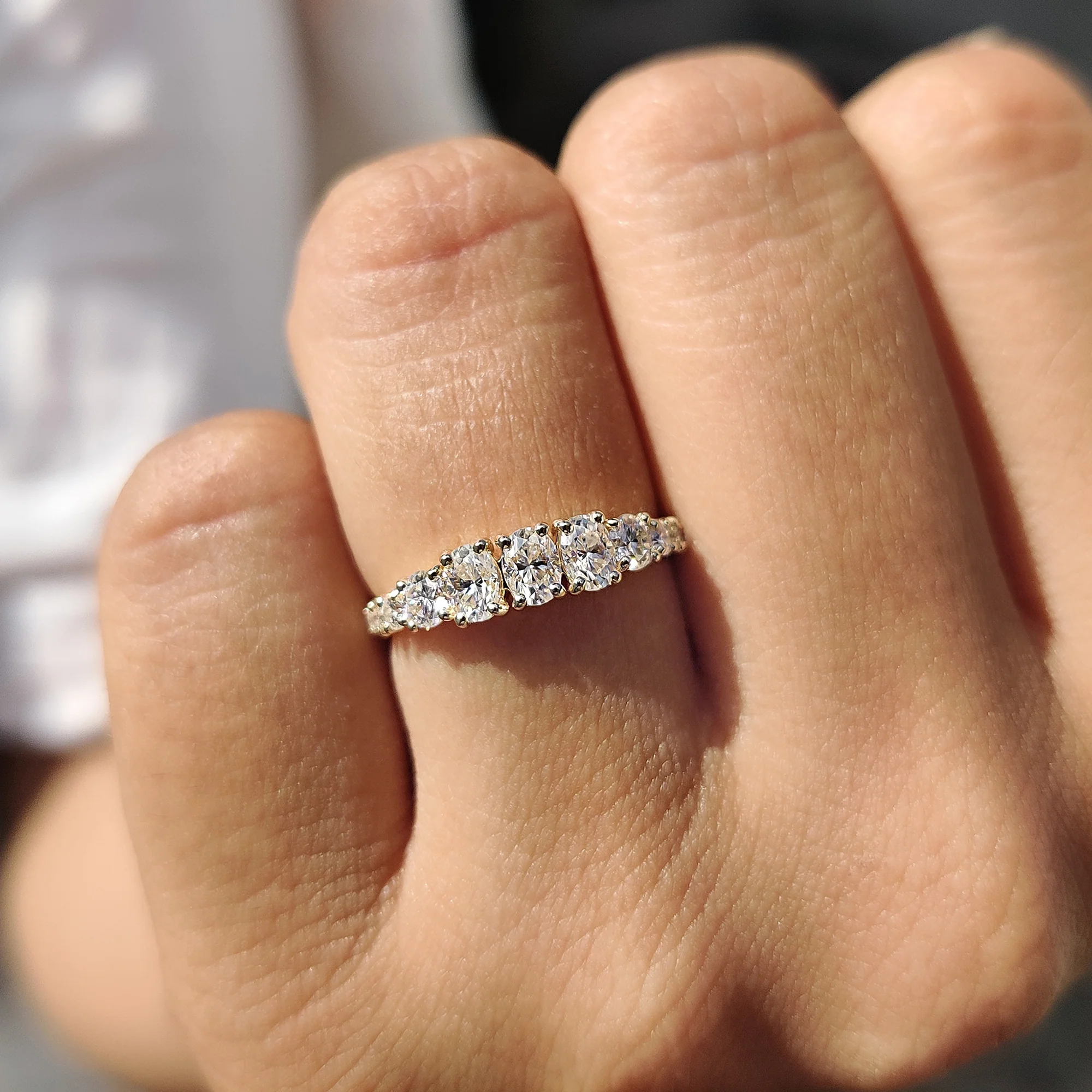 Half Eternity Oval Cut Wedding Band - Image 8