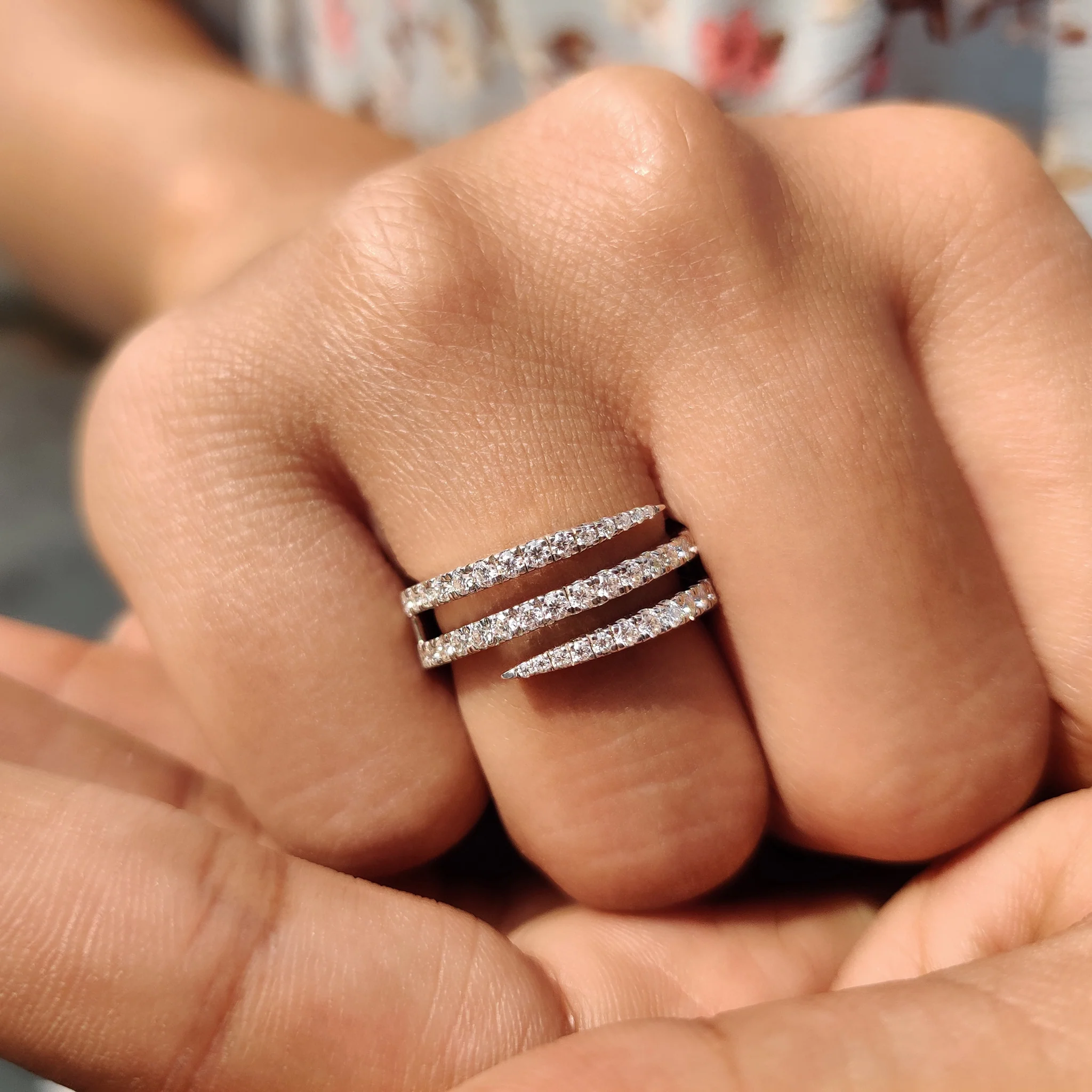 Round Cut Half Eternity Spiral Wedding Band - Image 6