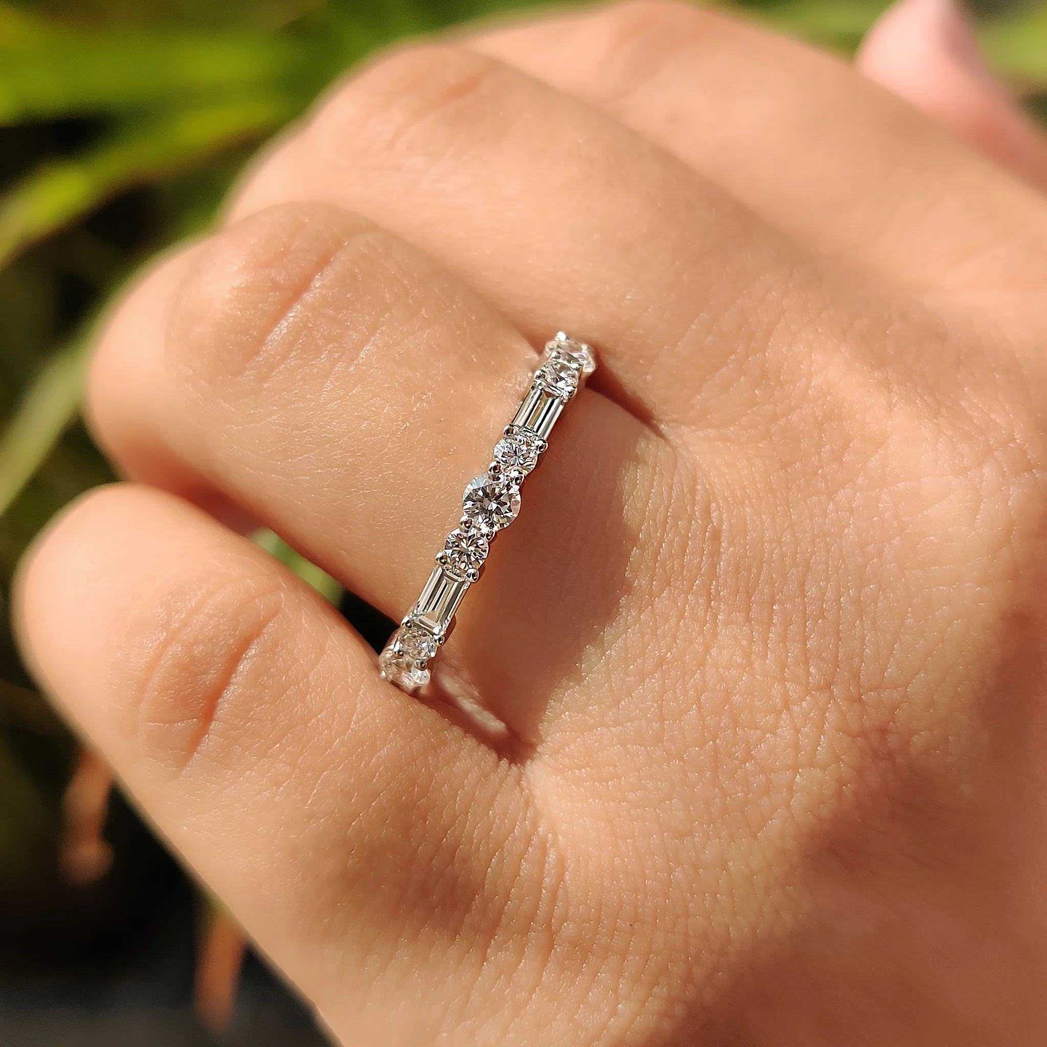 Half Eternity Wedding Band In Round And Baguette Diamond - Image 10