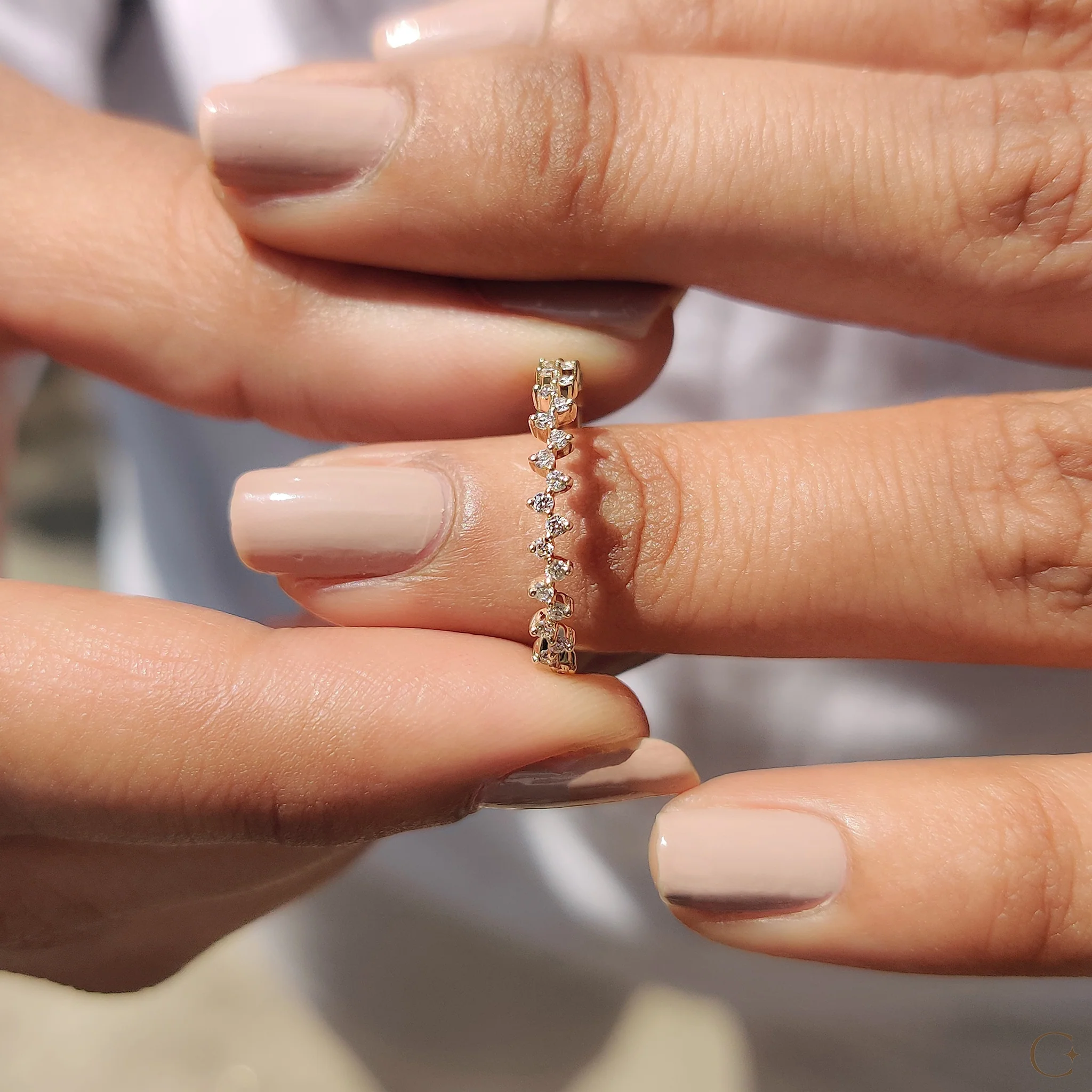 Round Diamond Half Eternity Wedding Band - Image 2