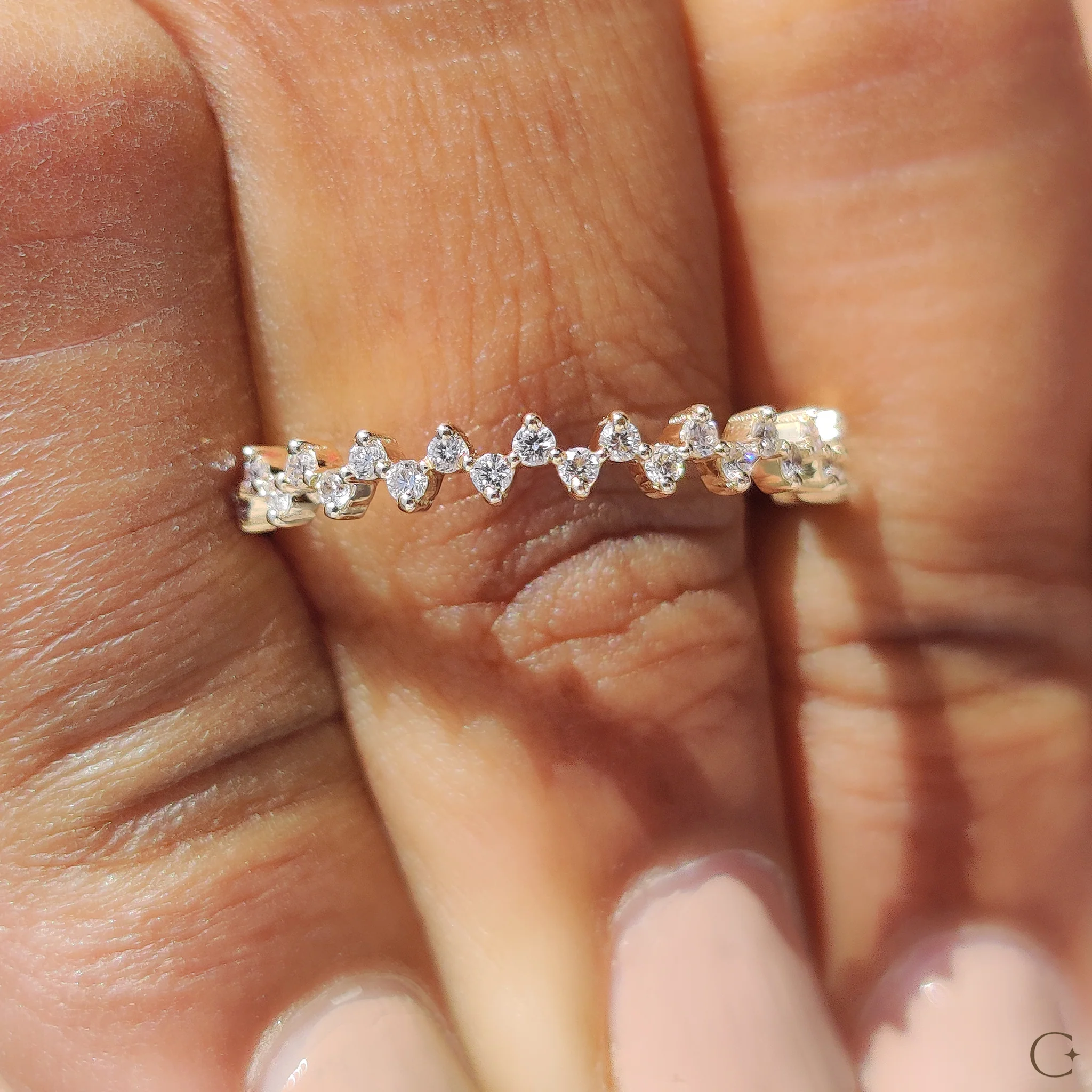 Round Diamond Half Eternity Wedding Band - Image 4