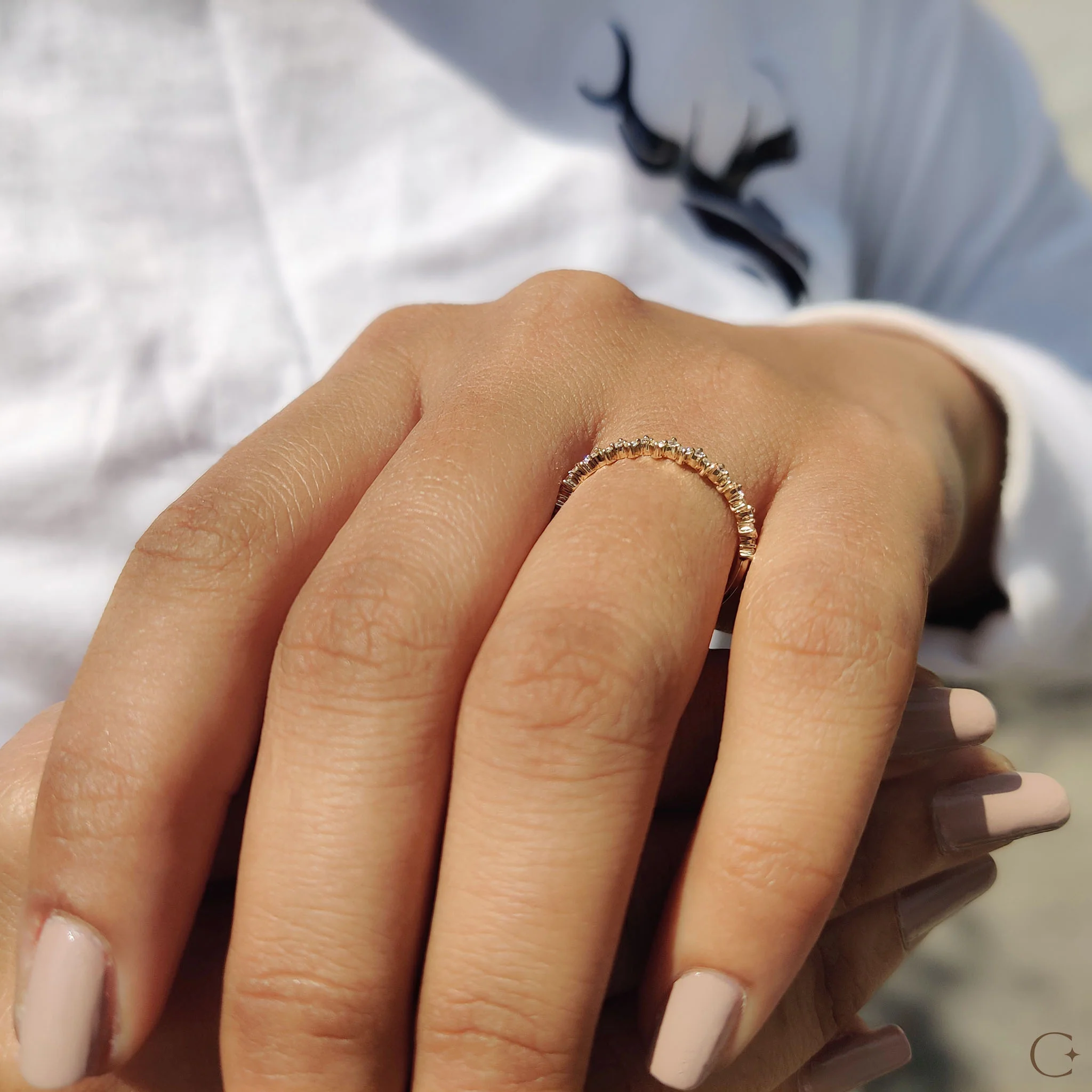 Round Diamond Half Eternity Wedding Band - Image 9