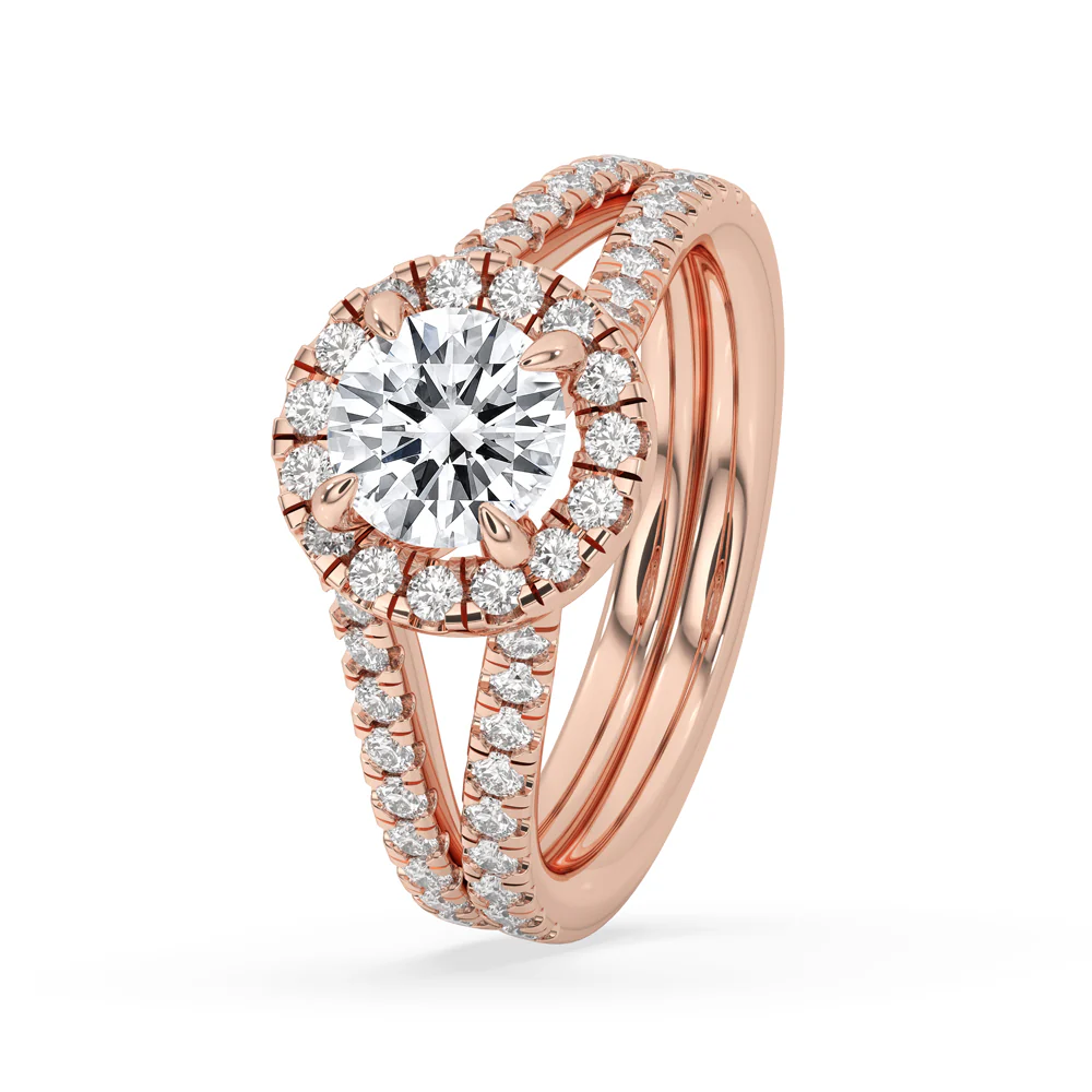 Halo Diamond Engagement Ring in Romantic Rose Gold - Image 2