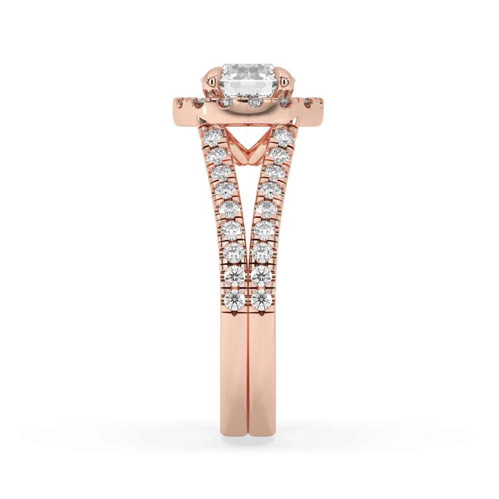 Halo Diamond Engagement Ring in Romantic Rose Gold - Image 3