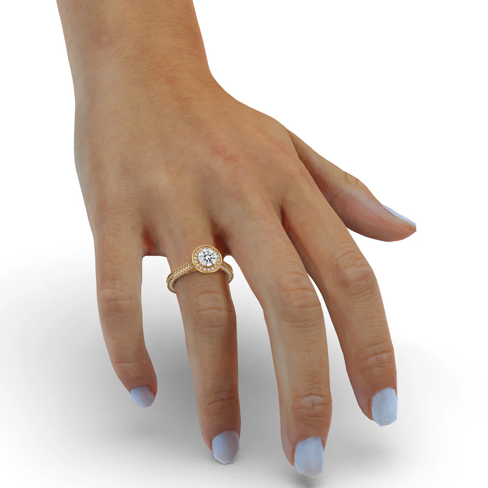 Halo Diamond Engagement Ring With Pave Style - Image 2