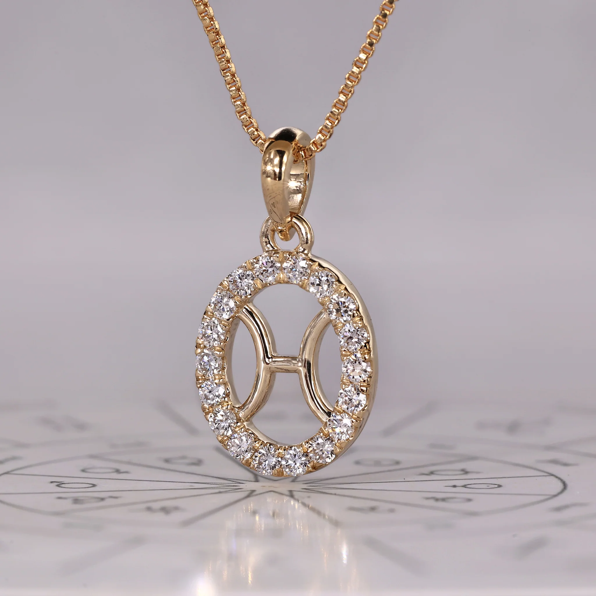 Halo Pisces Pendant In Yellow Gold - Image 6