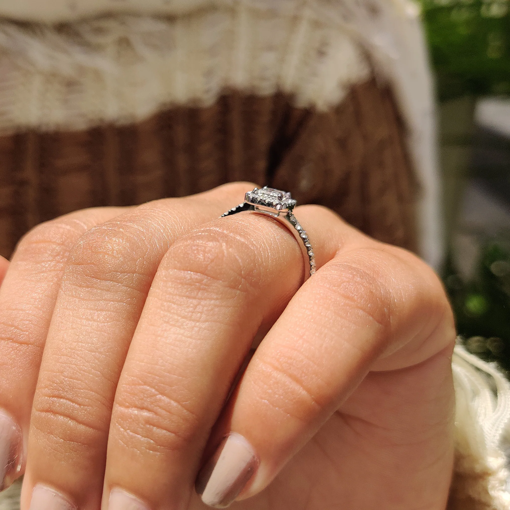 Halo Princess Cut Engagement Ring With Cathedral Style - Image 4