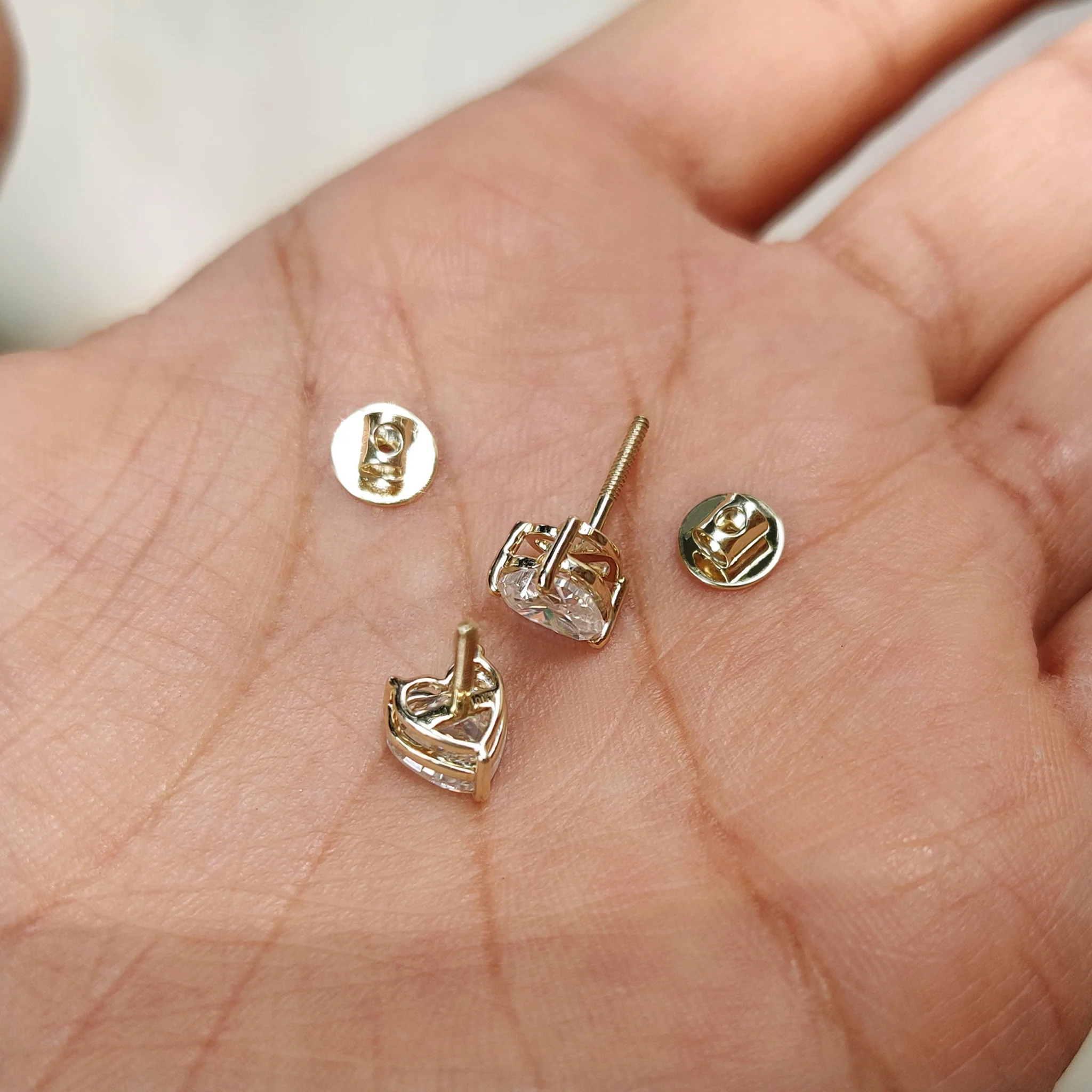 Heart Cut Moissanite Earrings Featuring Screw Back - Image 5