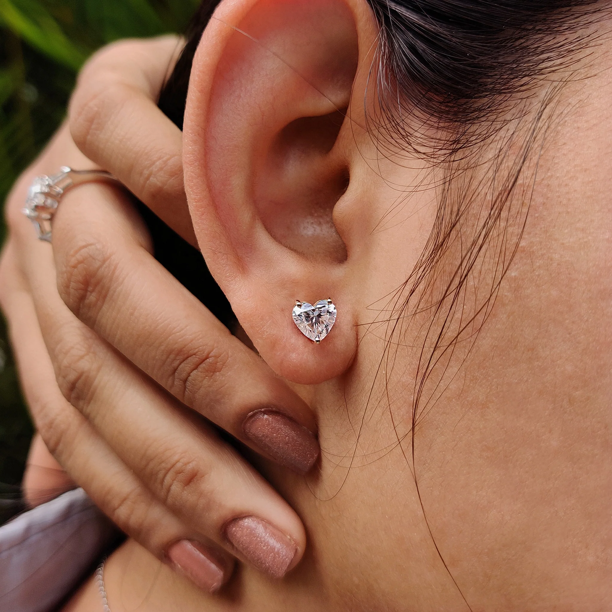 Heart Cut Moissanite Earrings Featuring Screw Back - Image 8