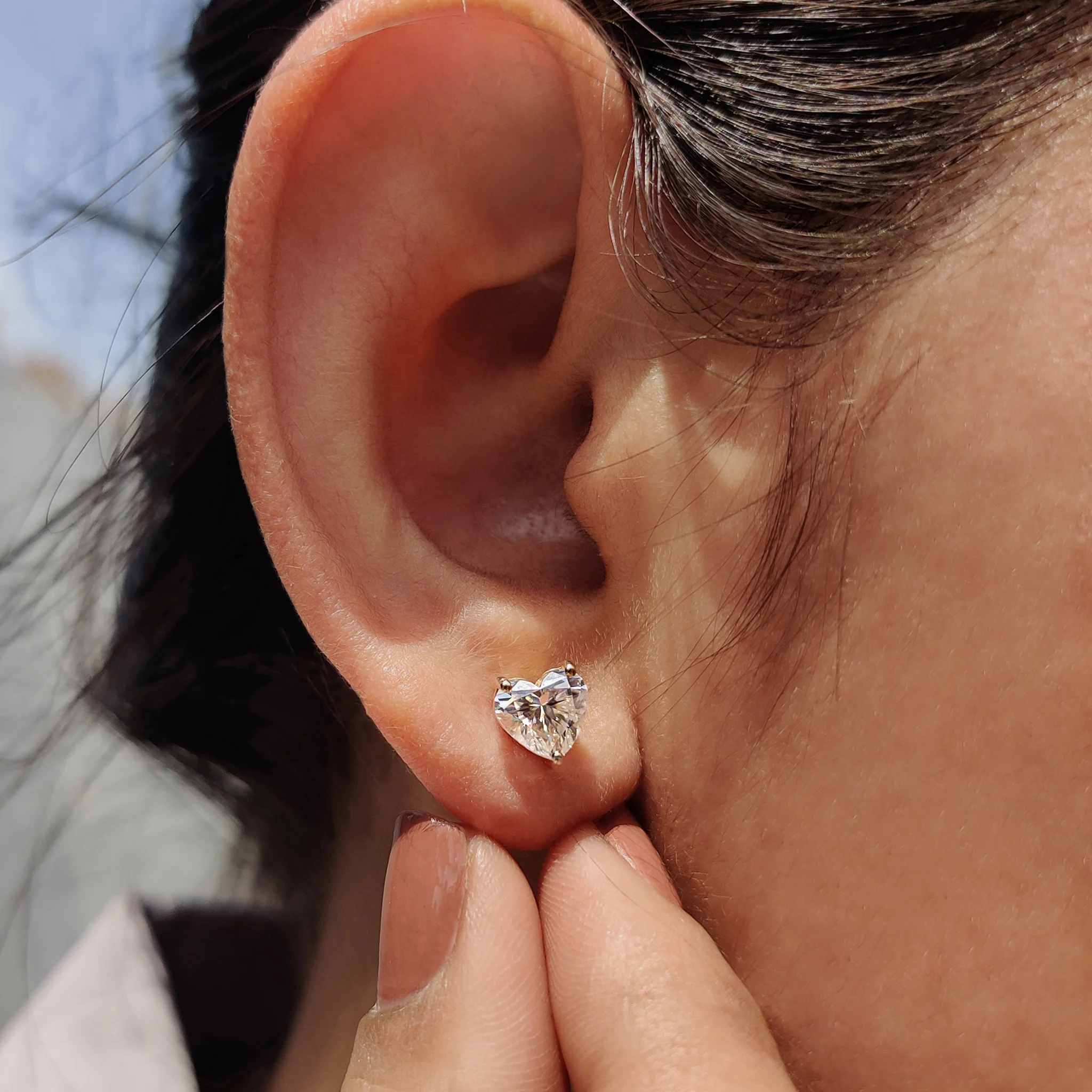 Heart Cut Moissanite Earrings Featuring Screw Back - Image 9