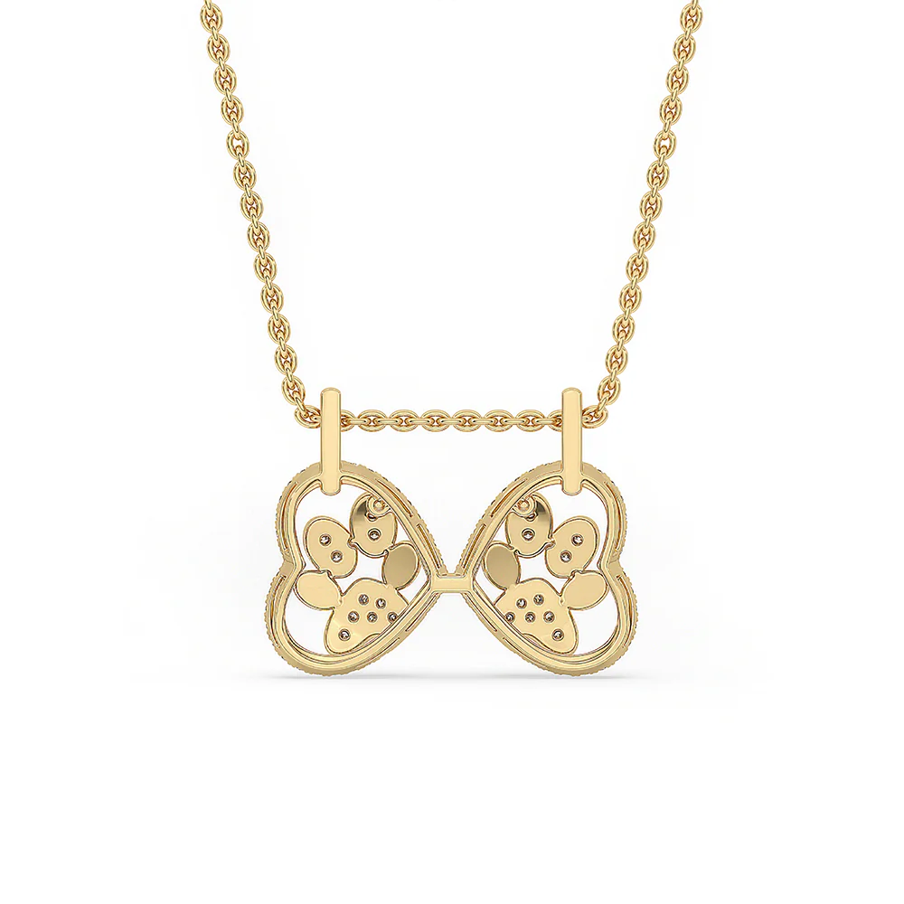 Heart Shaped Diamond Pendant - Yellow Gold - Image 3
