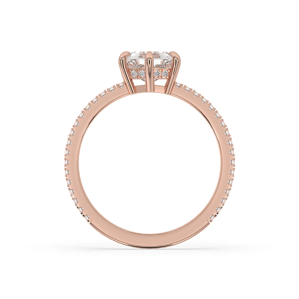 Hexagon Step Cut Hidden Halo Diamond Ring - Image 4