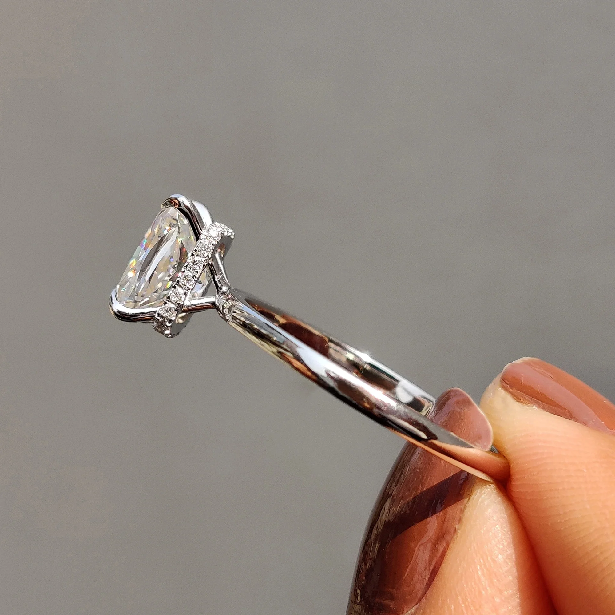Cushion Cut Hidden Halo Engagement Ring - Image 2