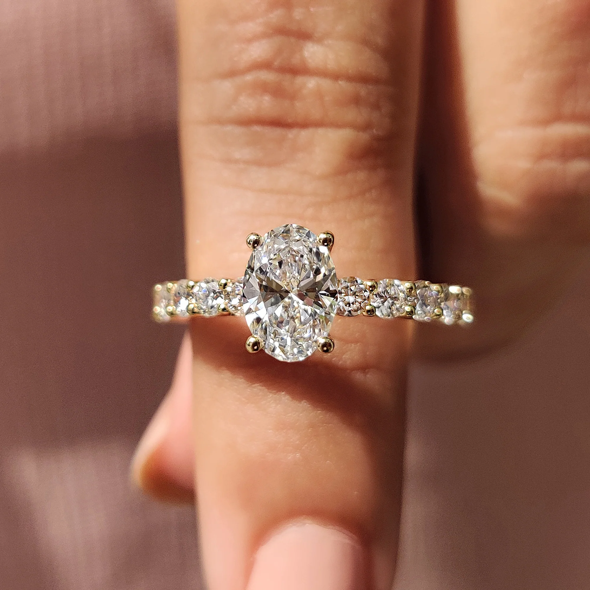 Hidden Halo Oval Pave Engagement Ring