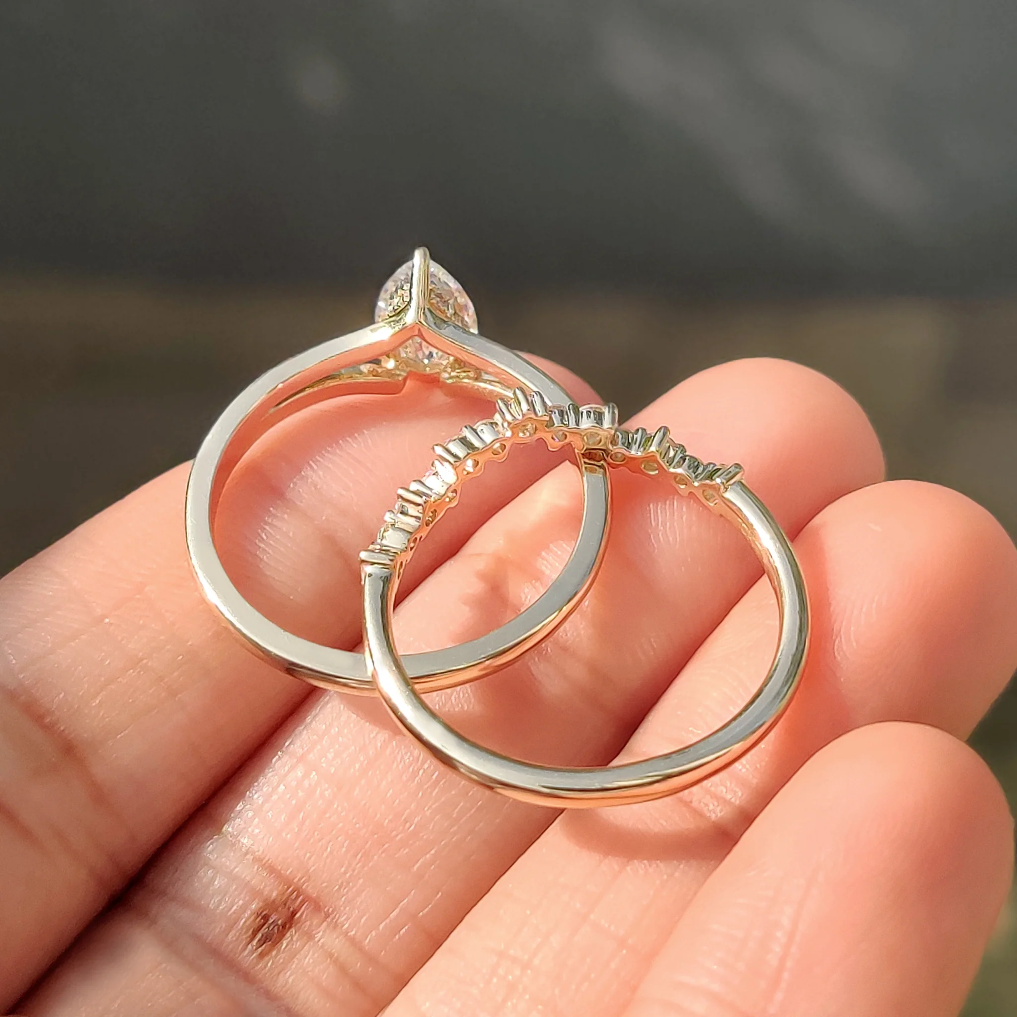 Hidden Halo Pear Shaped Ring with Curved Band - Image 8
