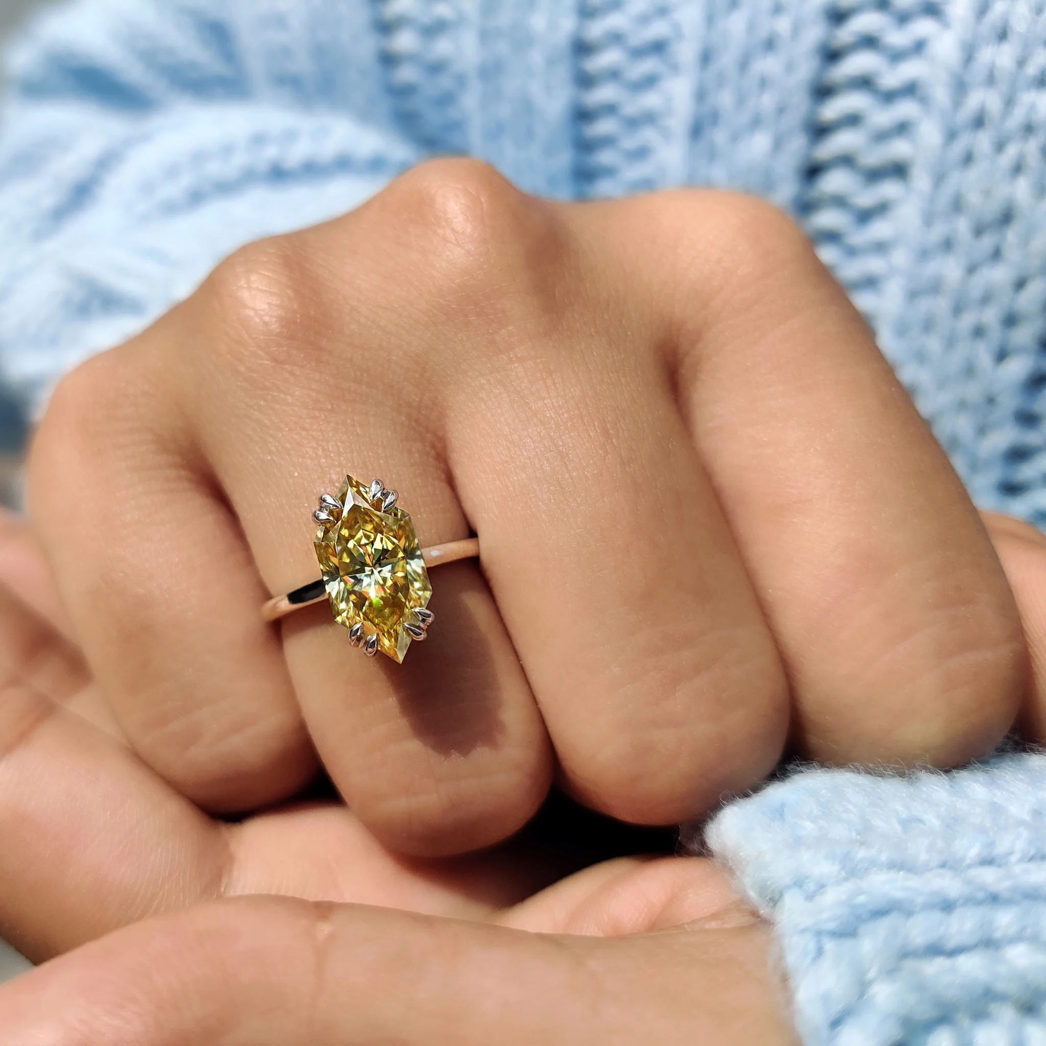Hidden Halo Yellow Dutch Marquise Engagement Ring - Image 6