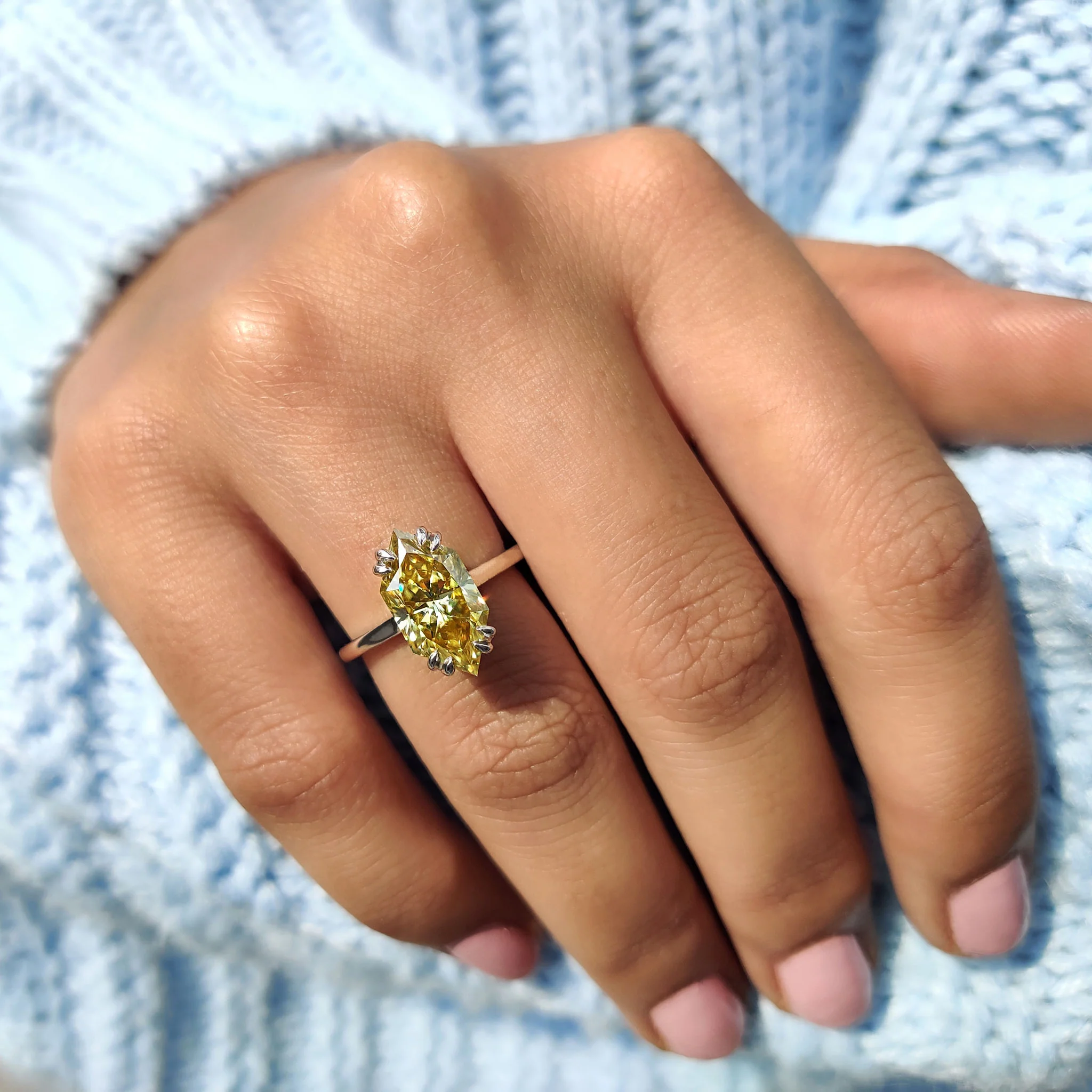Hidden Halo Yellow Dutch Marquise Engagement Ring - Image 8